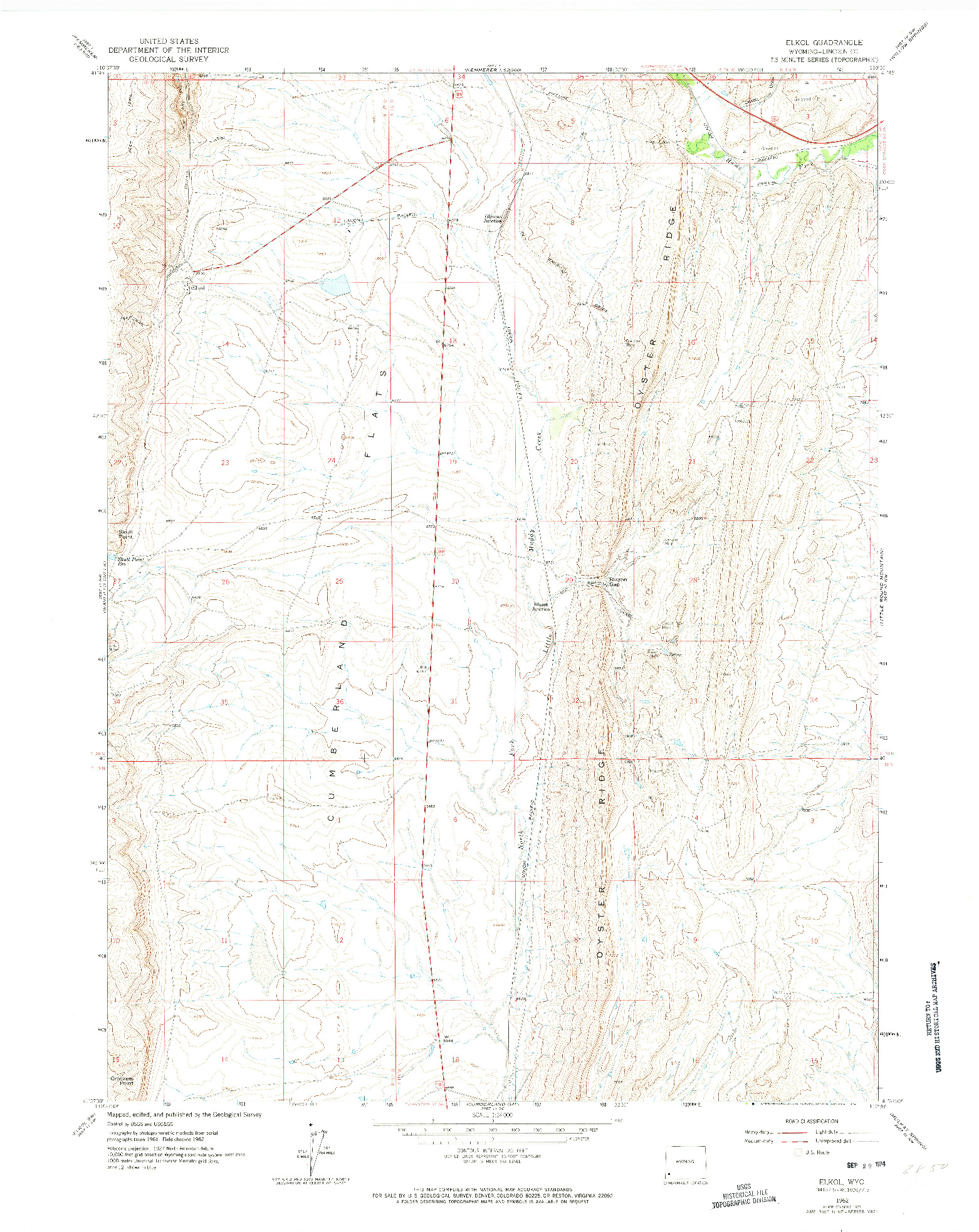 USGS 1:24000-SCALE QUADRANGLE FOR ELKOL, WY 1962