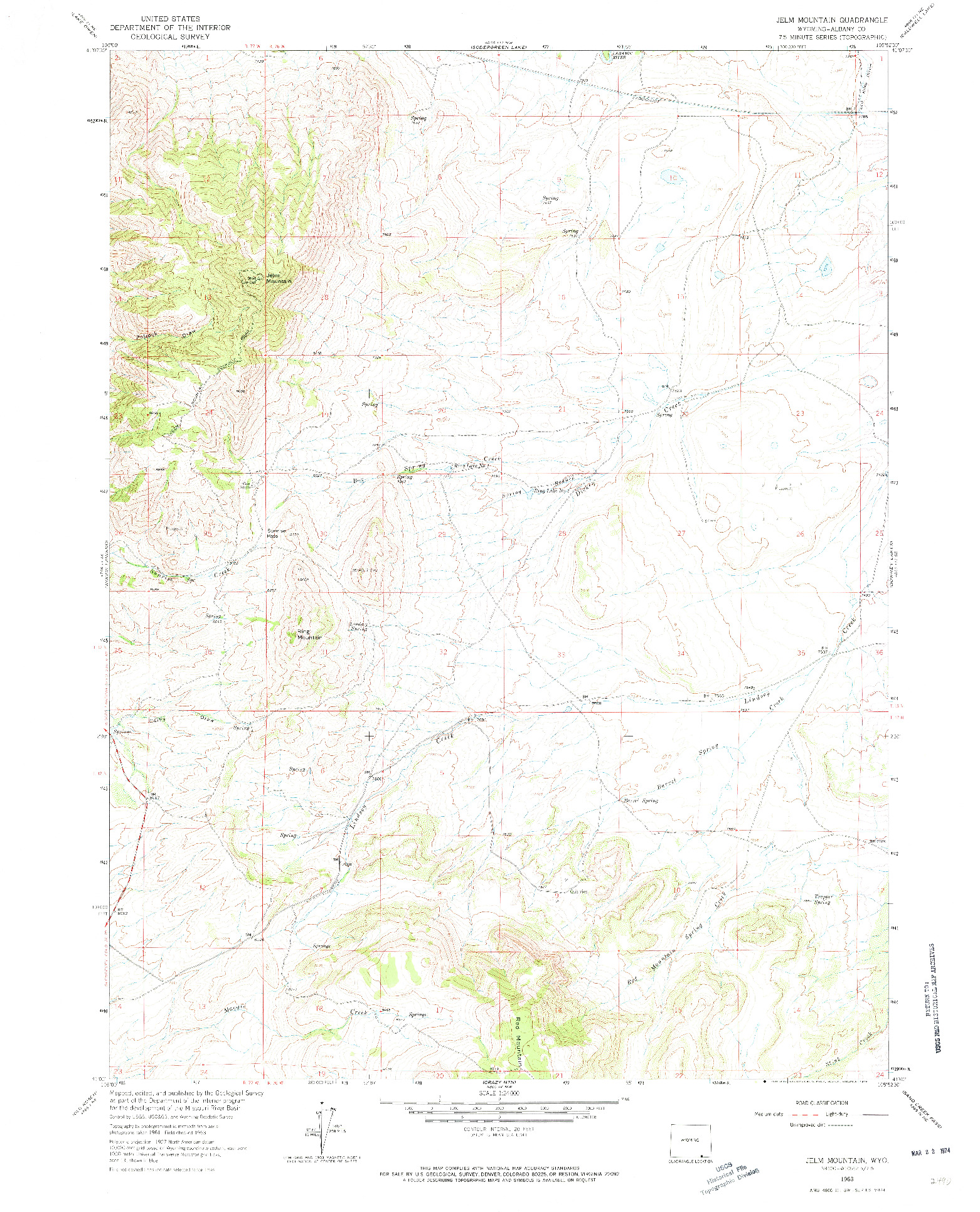 USGS 1:24000-SCALE QUADRANGLE FOR JELM MOUNTAIN, WY 1963