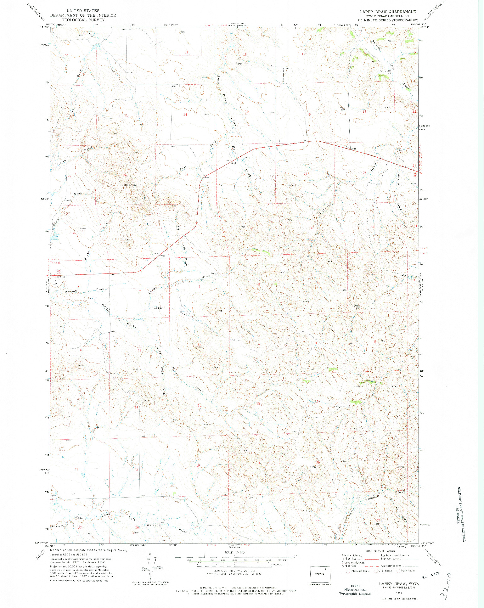 USGS 1:24000-SCALE QUADRANGLE FOR LAREY DRAW, WY 1971