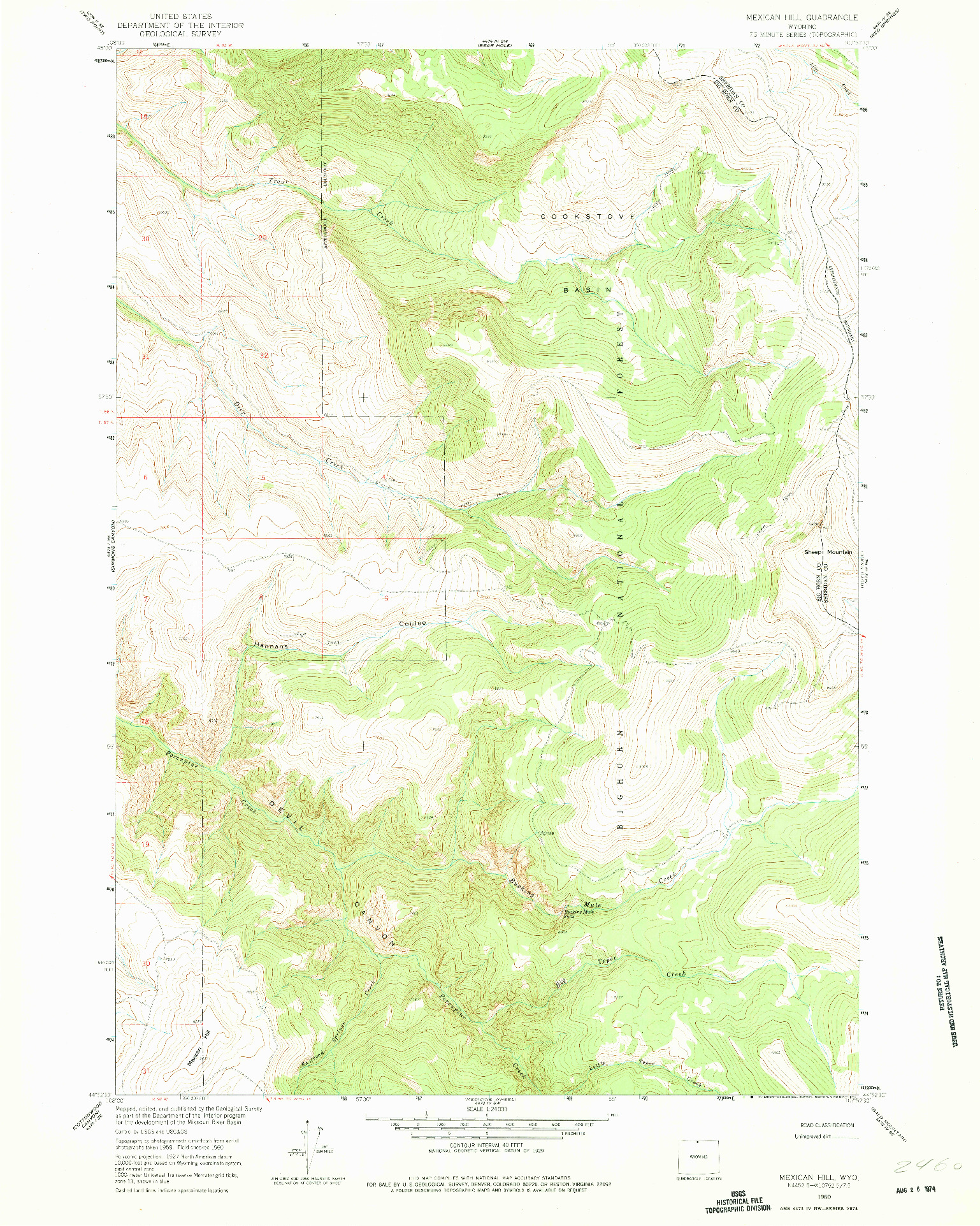 USGS 1:24000-SCALE QUADRANGLE FOR MEXICAN HILL, WY 1960