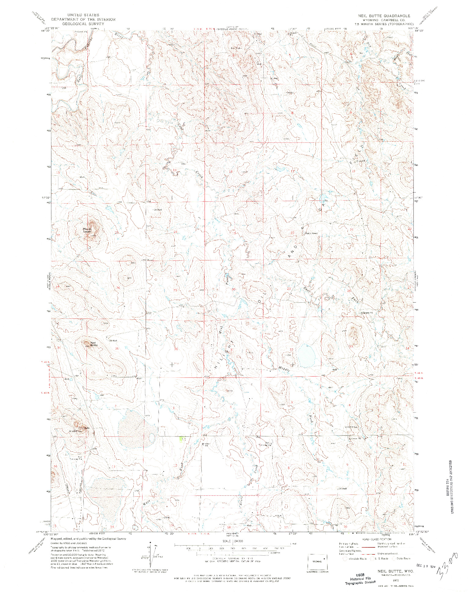 USGS 1:24000-SCALE QUADRANGLE FOR NEIL BUTTE, WY 1972