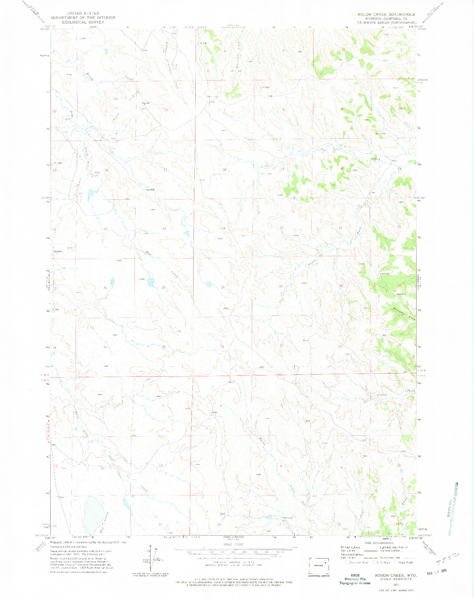 USGS 1:24000-SCALE QUADRANGLE FOR ROUGH CREEK, WY 1971