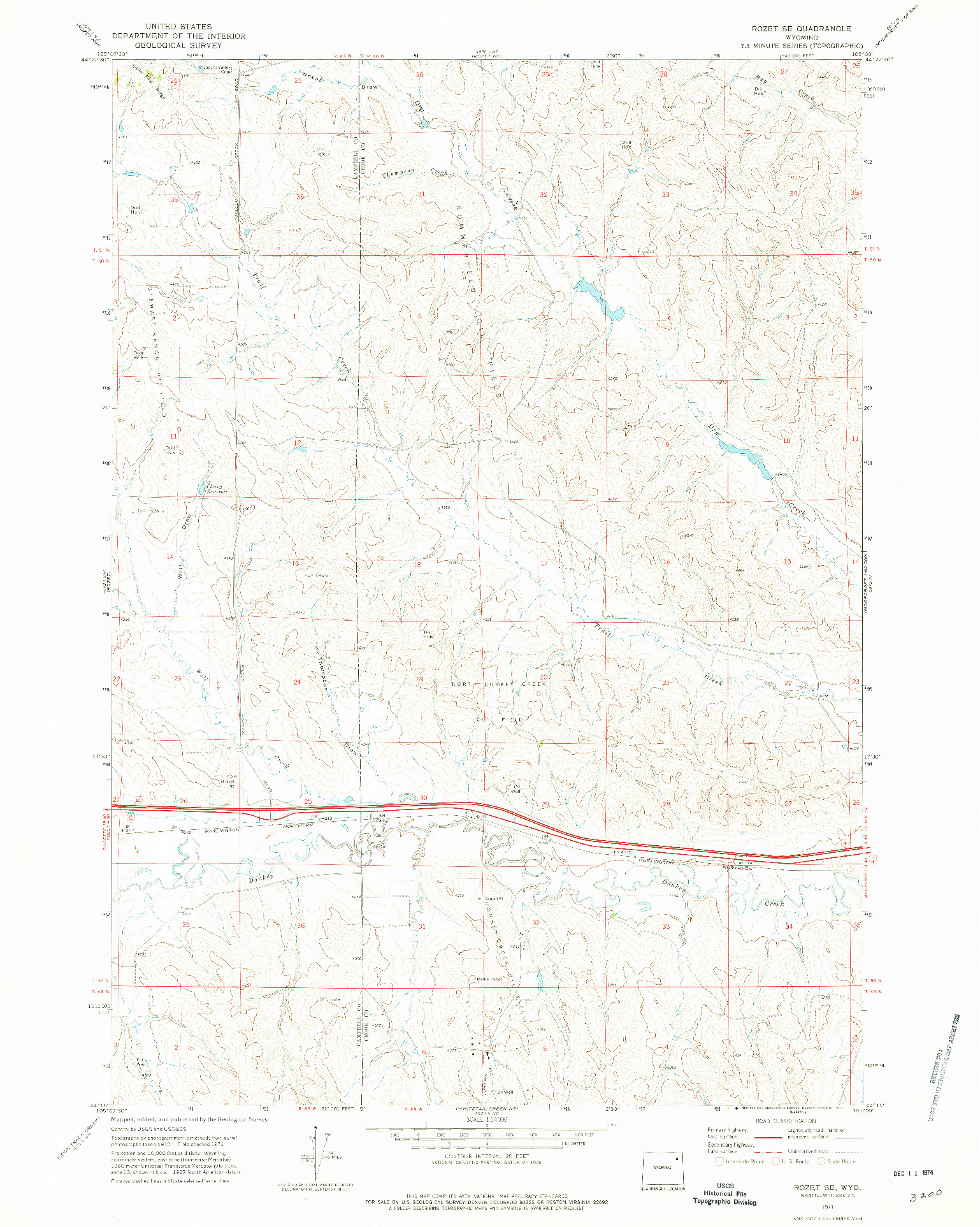 USGS 1:24000-SCALE QUADRANGLE FOR ROZET SE, WY 1971