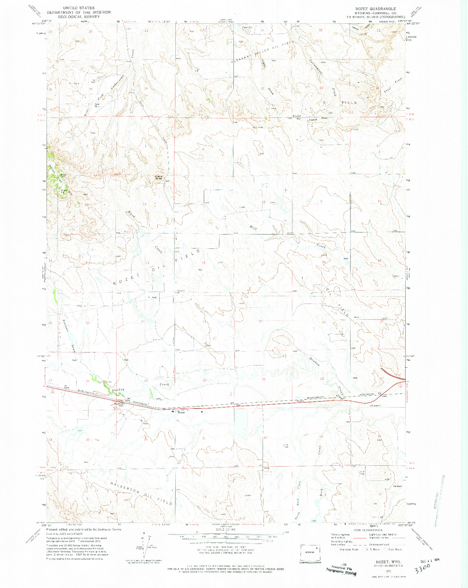 USGS 1:24000-SCALE QUADRANGLE FOR ROZET, WY 1971