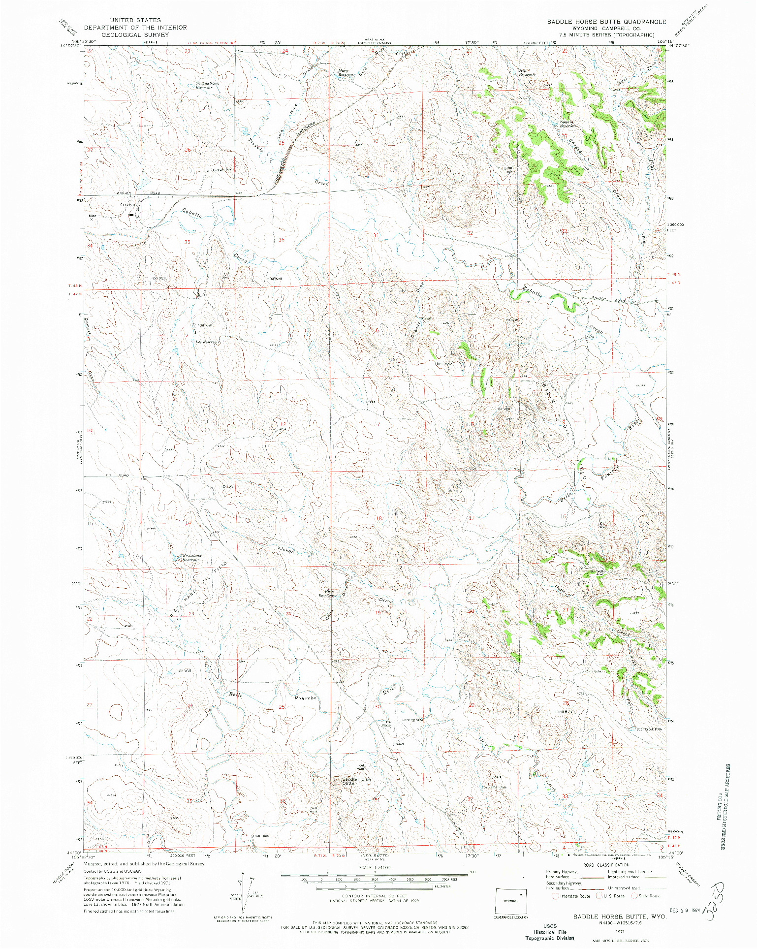 USGS 1:24000-SCALE QUADRANGLE FOR SADDLE HORSE BUTTE, WY 1971