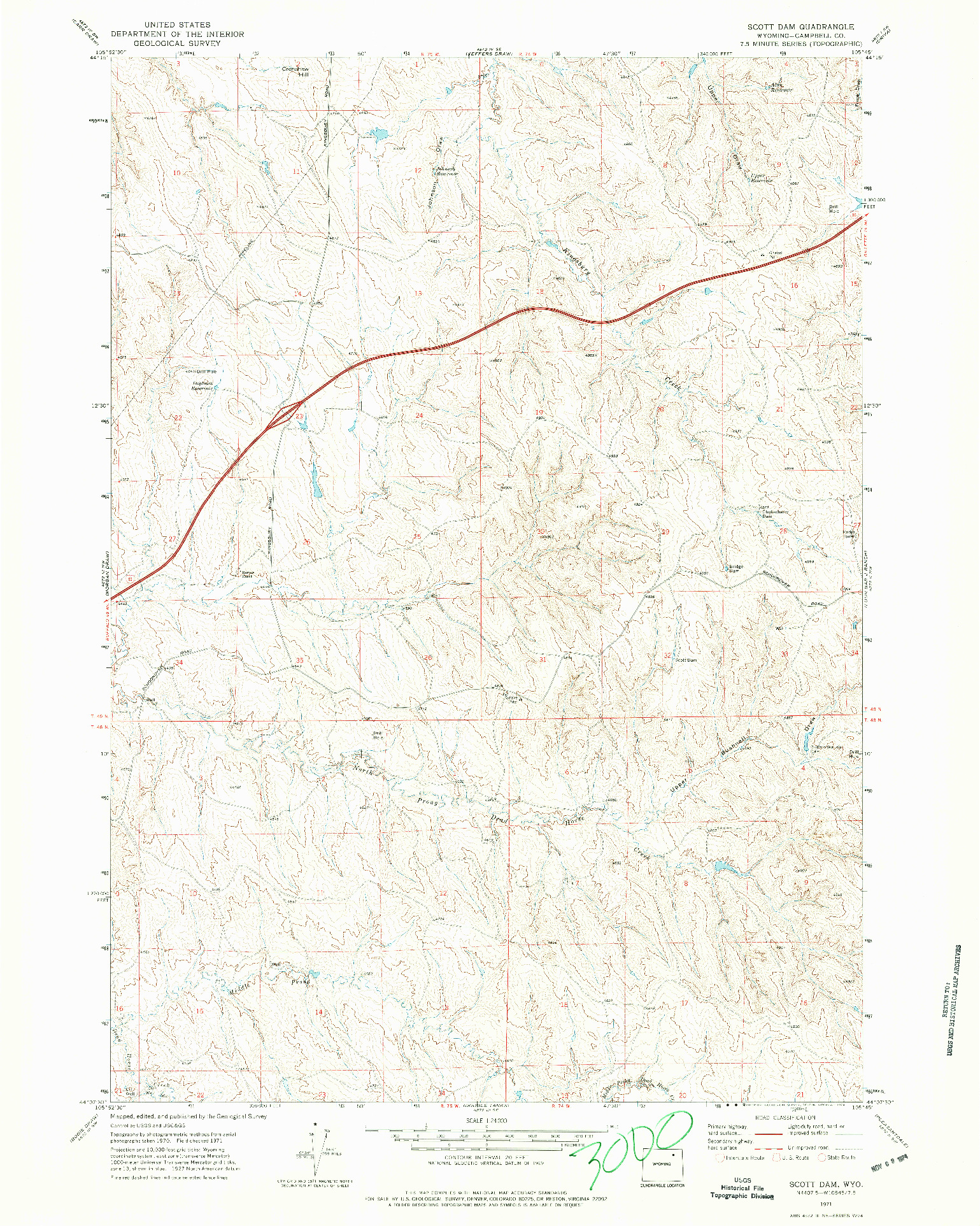 USGS 1:24000-SCALE QUADRANGLE FOR SCOTT DAM, WY 1971