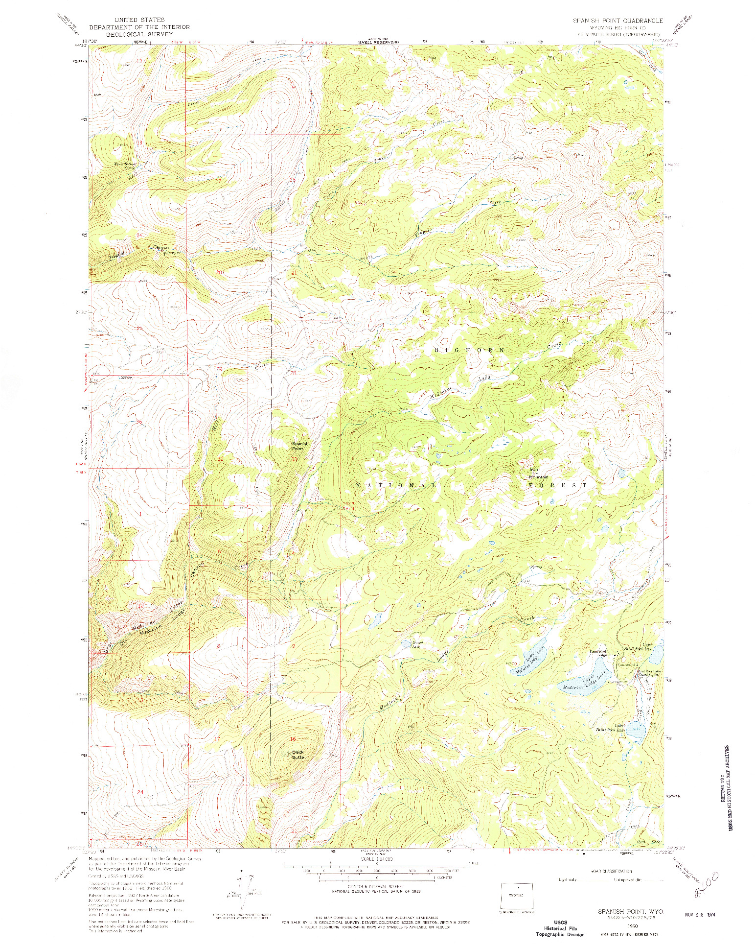 USGS 1:24000-SCALE QUADRANGLE FOR SPANISH POINT, WY 1960
