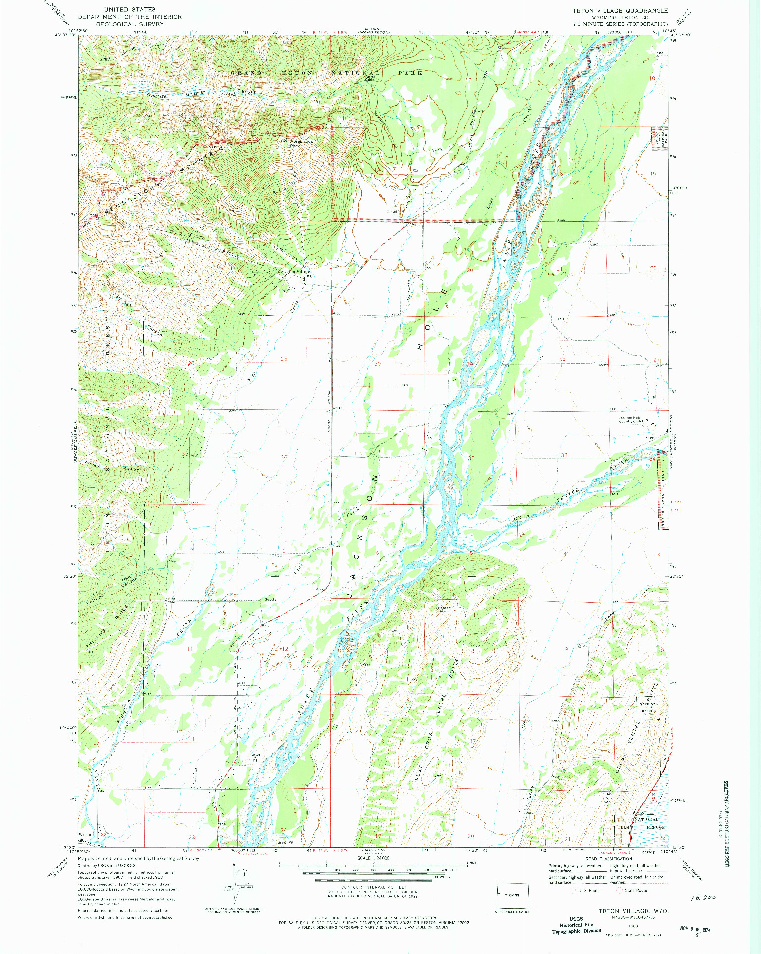 USGS 1:24000-SCALE QUADRANGLE FOR TETON VILLAGE, WY 1968