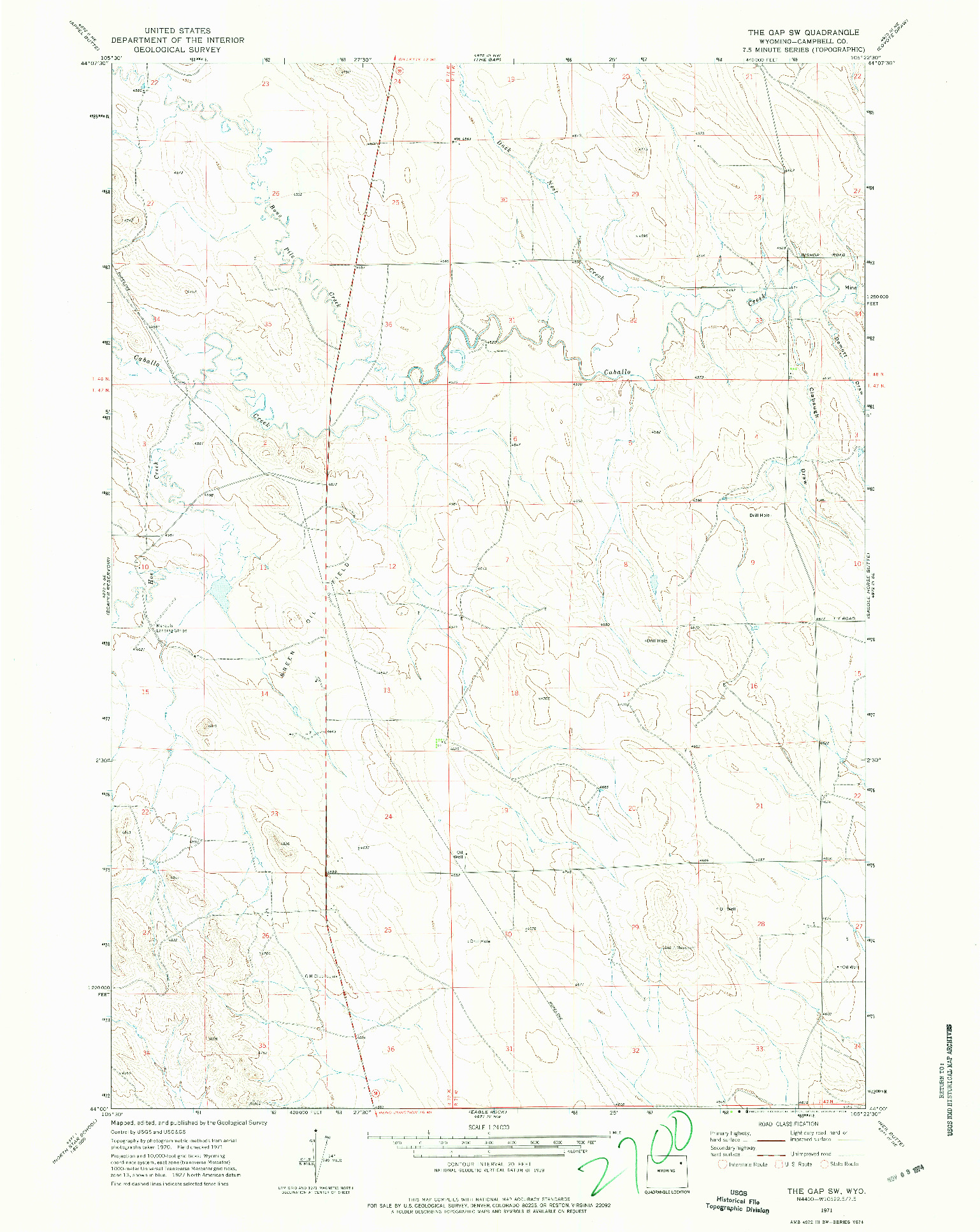 USGS 1:24000-SCALE QUADRANGLE FOR THE GAP SW, WY 1971