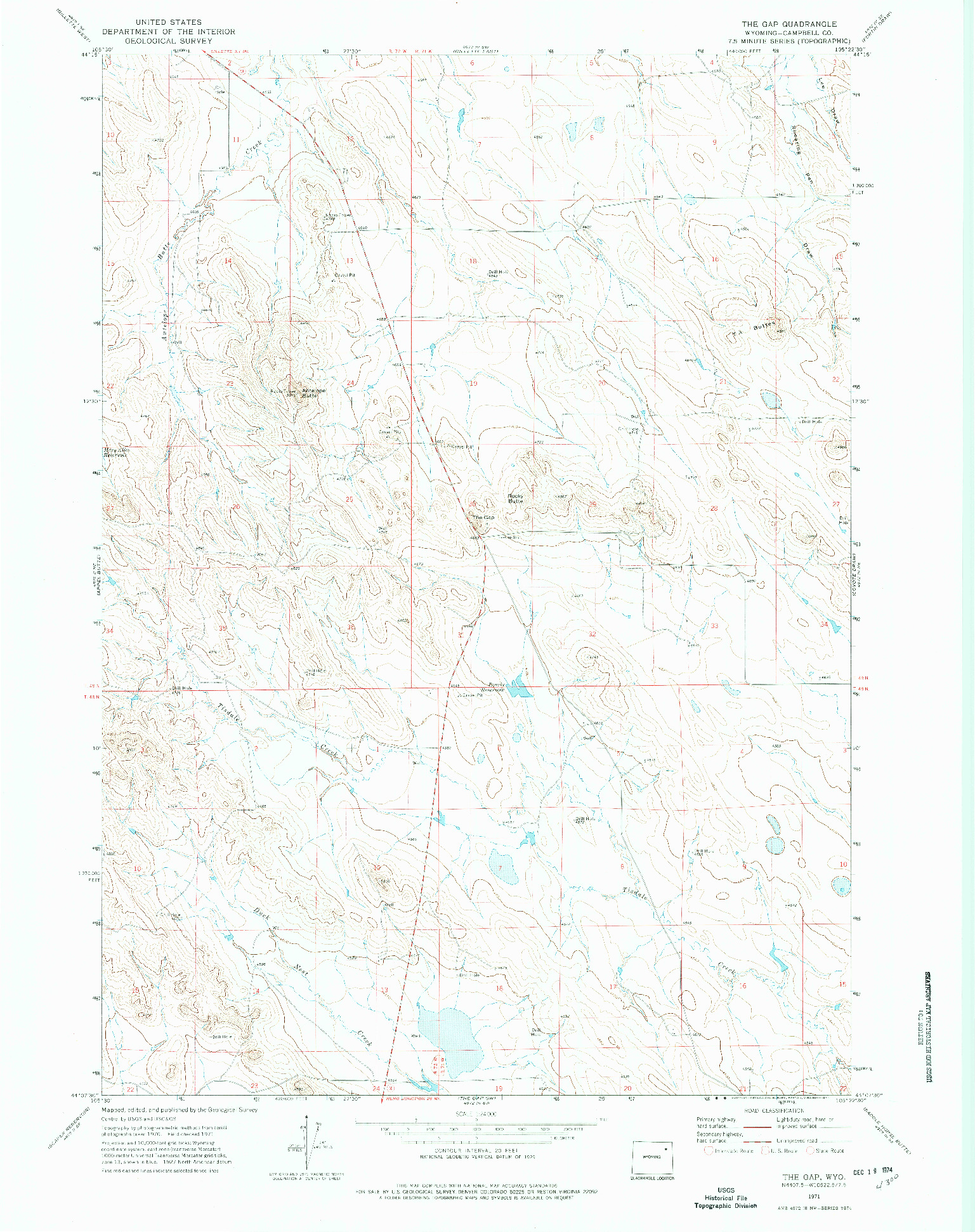 USGS 1:24000-SCALE QUADRANGLE FOR THE GAP, WY 1971