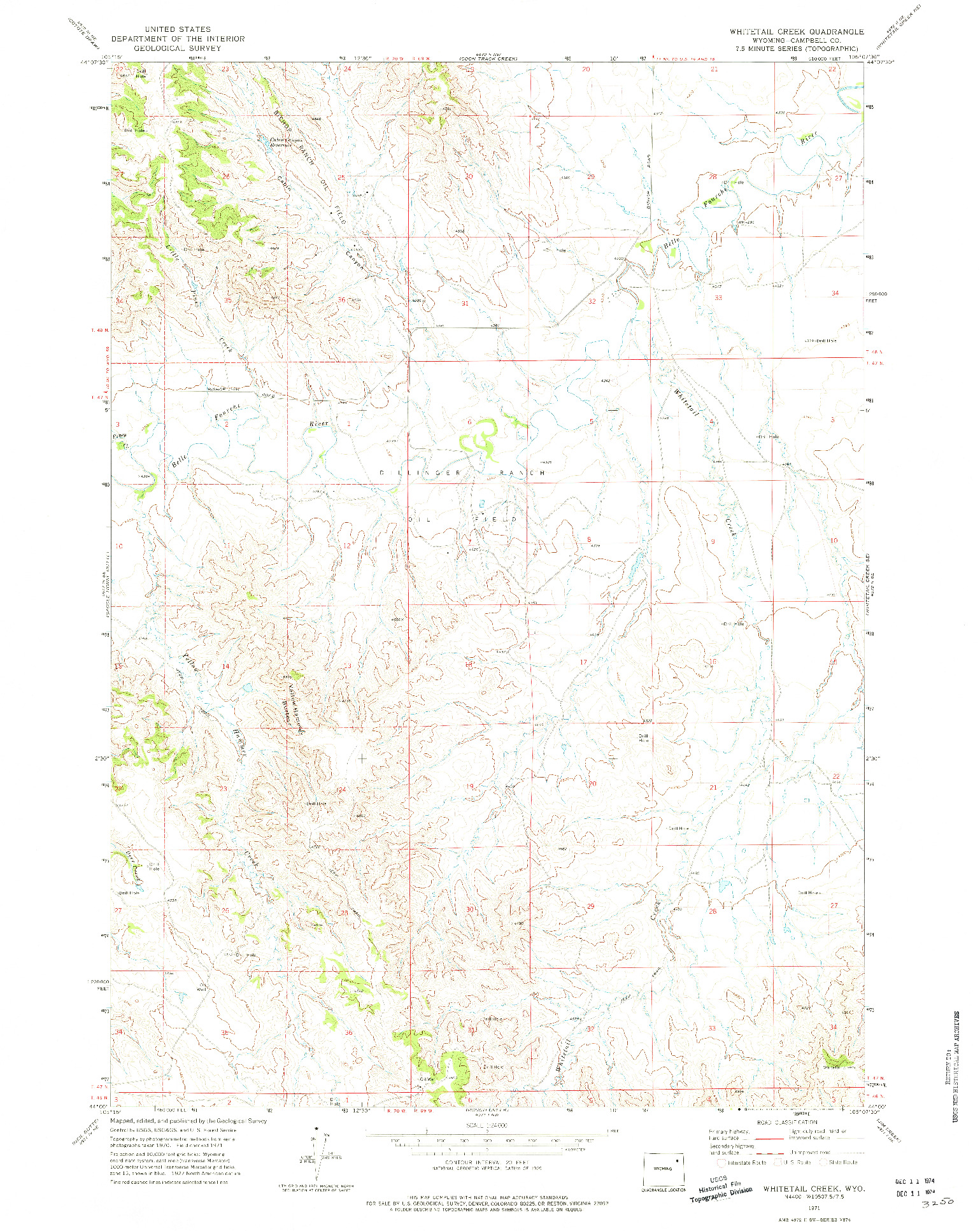 USGS 1:24000-SCALE QUADRANGLE FOR WHITETAIL CREEK, WY 1971