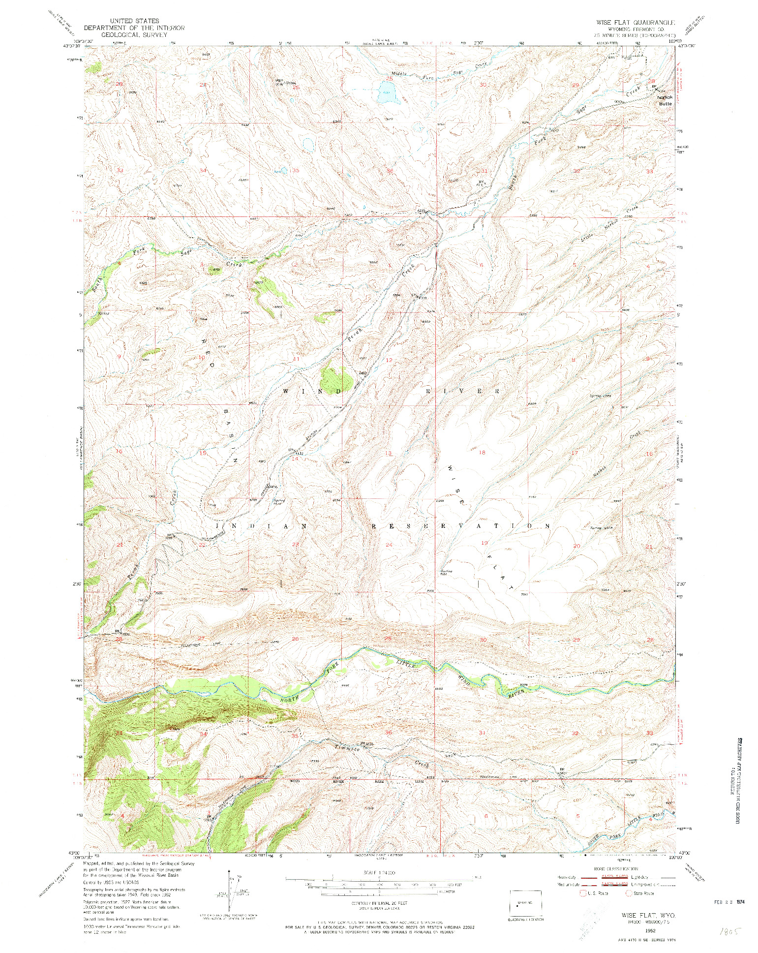 USGS 1:24000-SCALE QUADRANGLE FOR WISE FLAT, WY 1952
