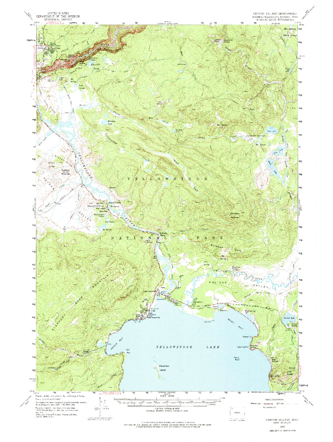 USGS 1:62500-SCALE QUADRANGLE FOR CANYON VILLAGE, WY 1959