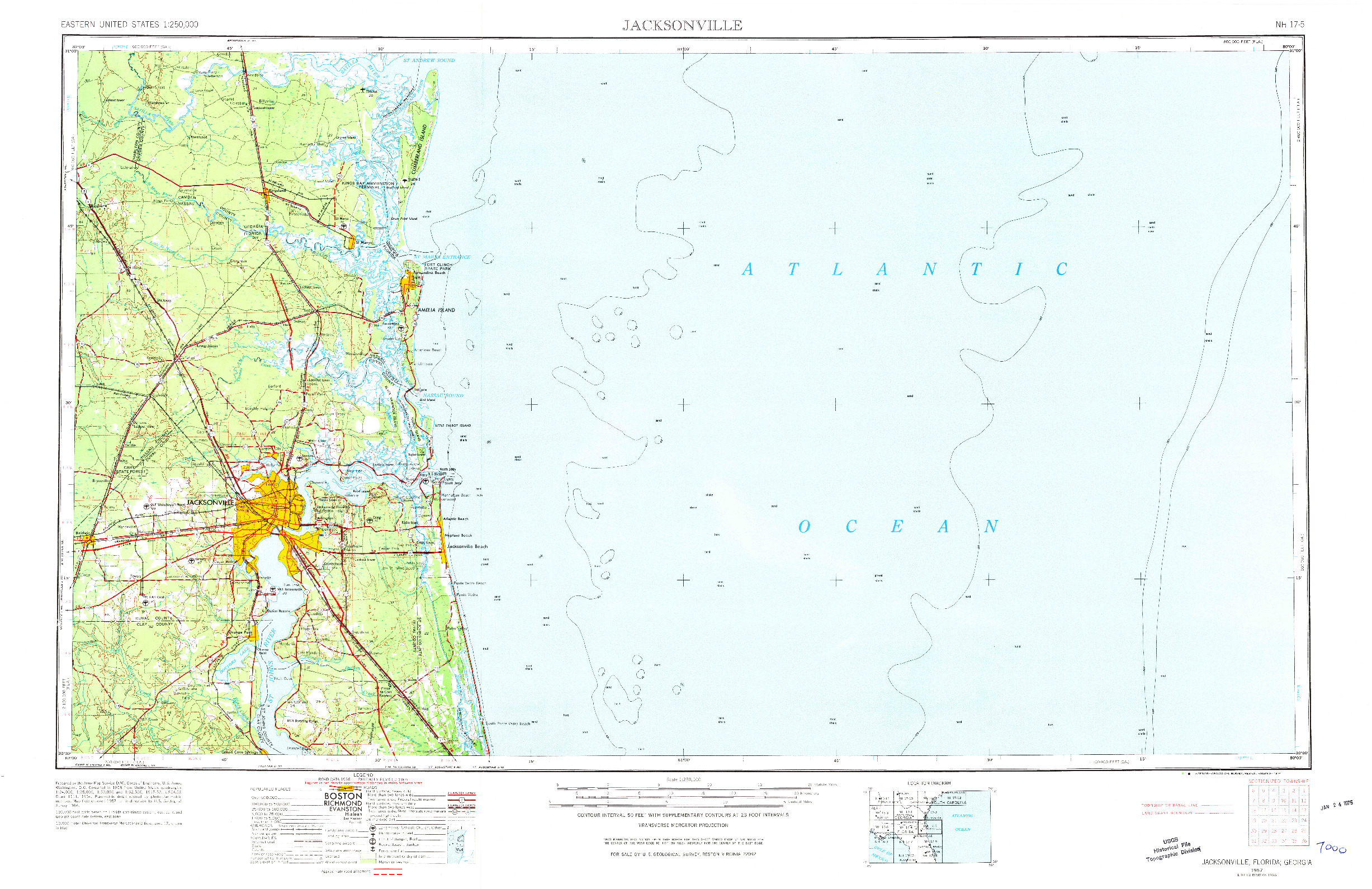 USGS 1:250000-SCALE QUADRANGLE FOR JACKSONVILLE, FL 1957