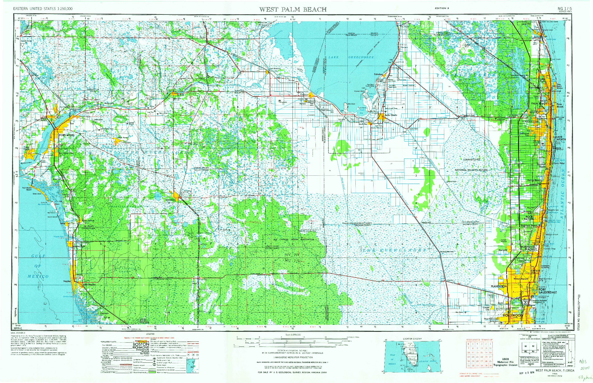 USGS 1:250000-SCALE QUADRANGLE FOR WEST PALM BEACH, FL 1956