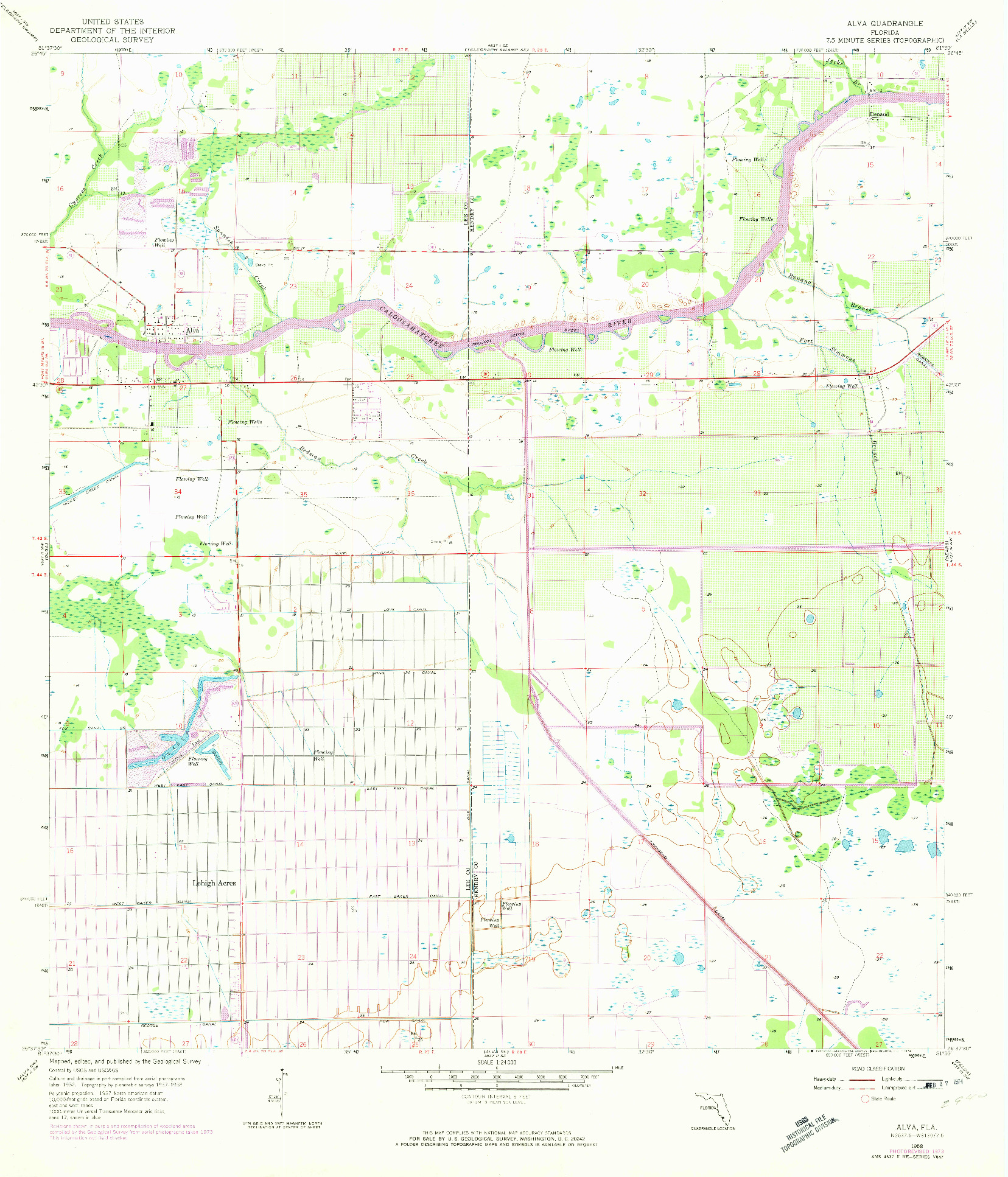 USGS 1:24000-SCALE QUADRANGLE FOR ALVA, FL 1958