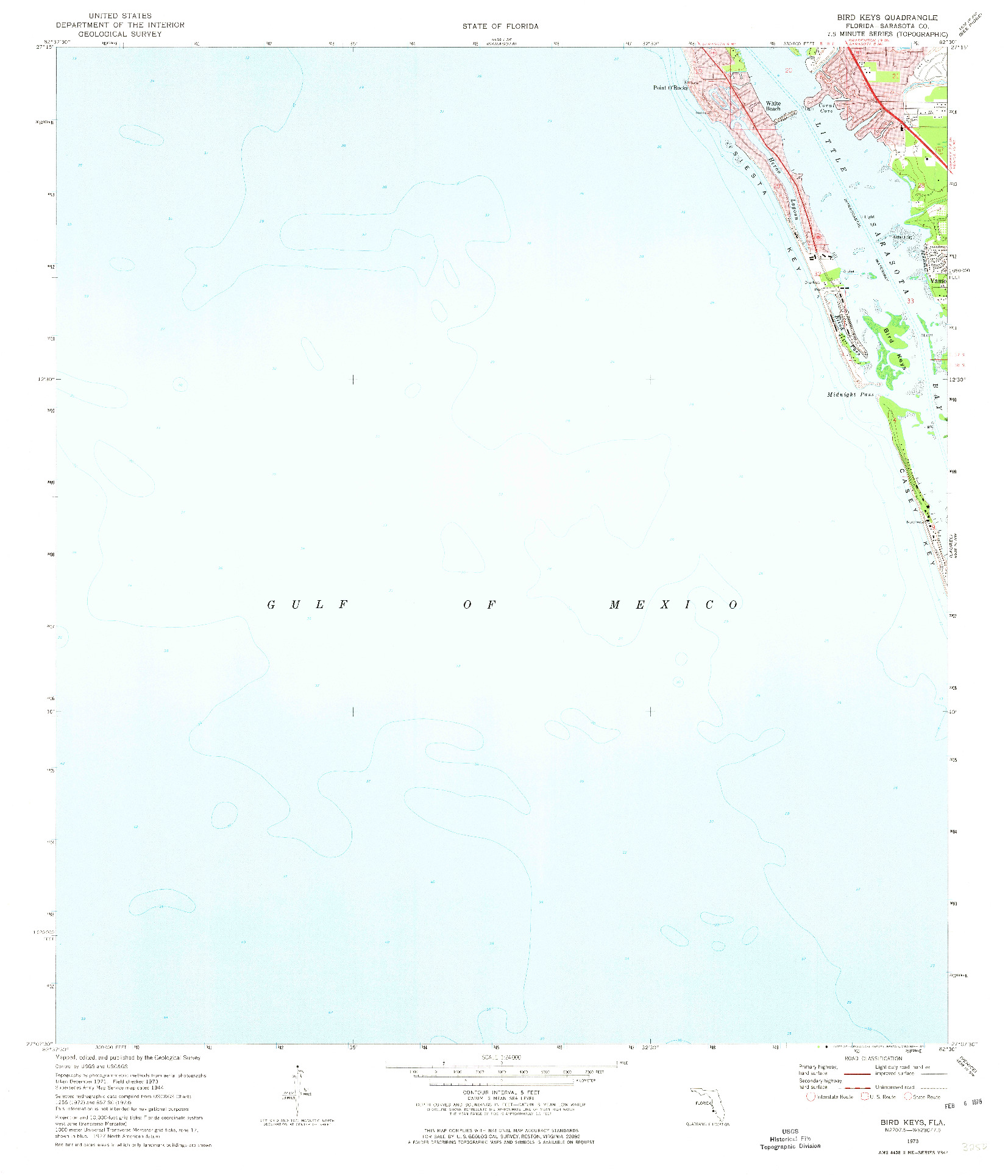 USGS 1:24000-SCALE QUADRANGLE FOR BIRD KEYS, FL 1973