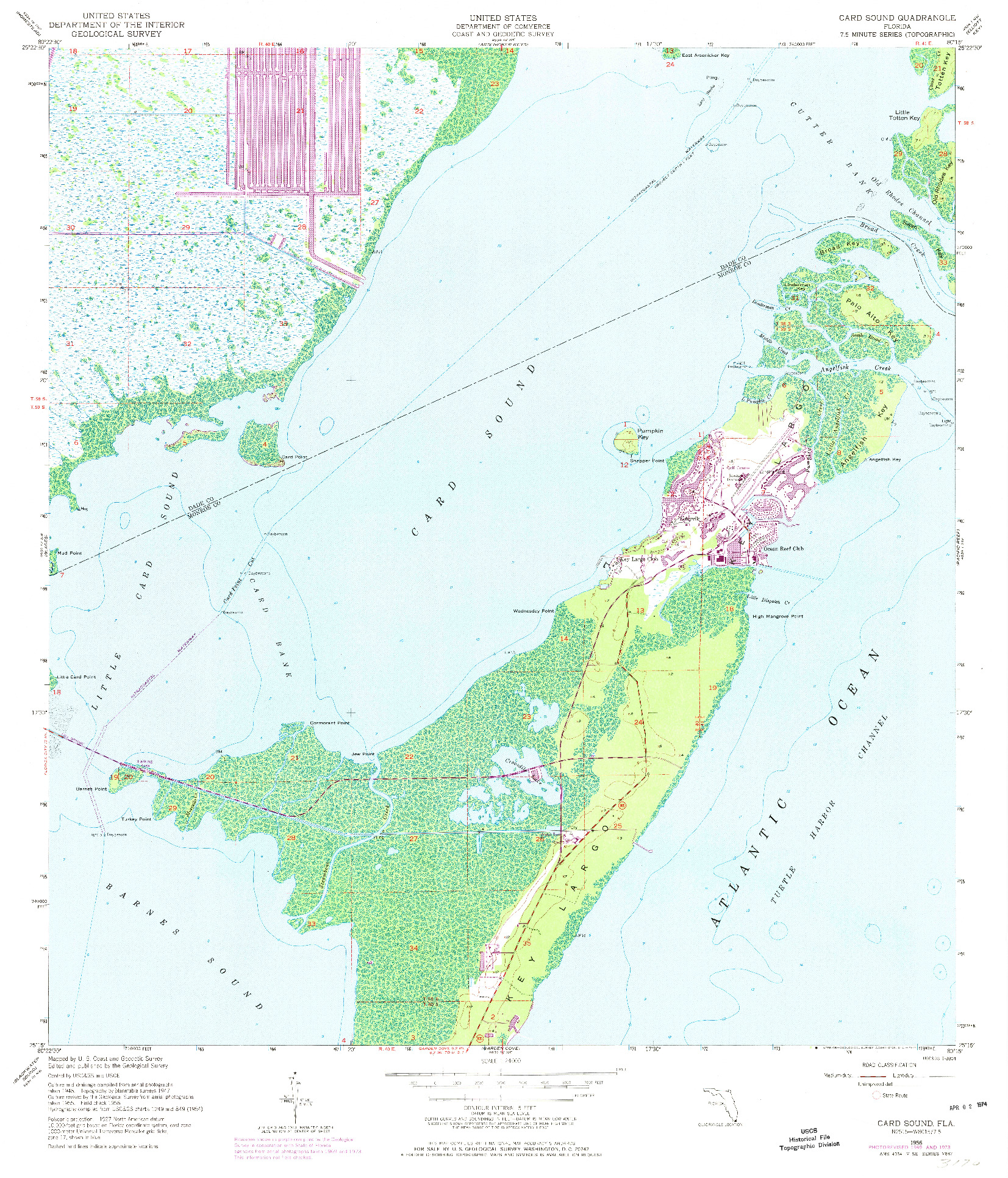 USGS 1:24000-SCALE QUADRANGLE FOR CARD SOUND, FL 1956