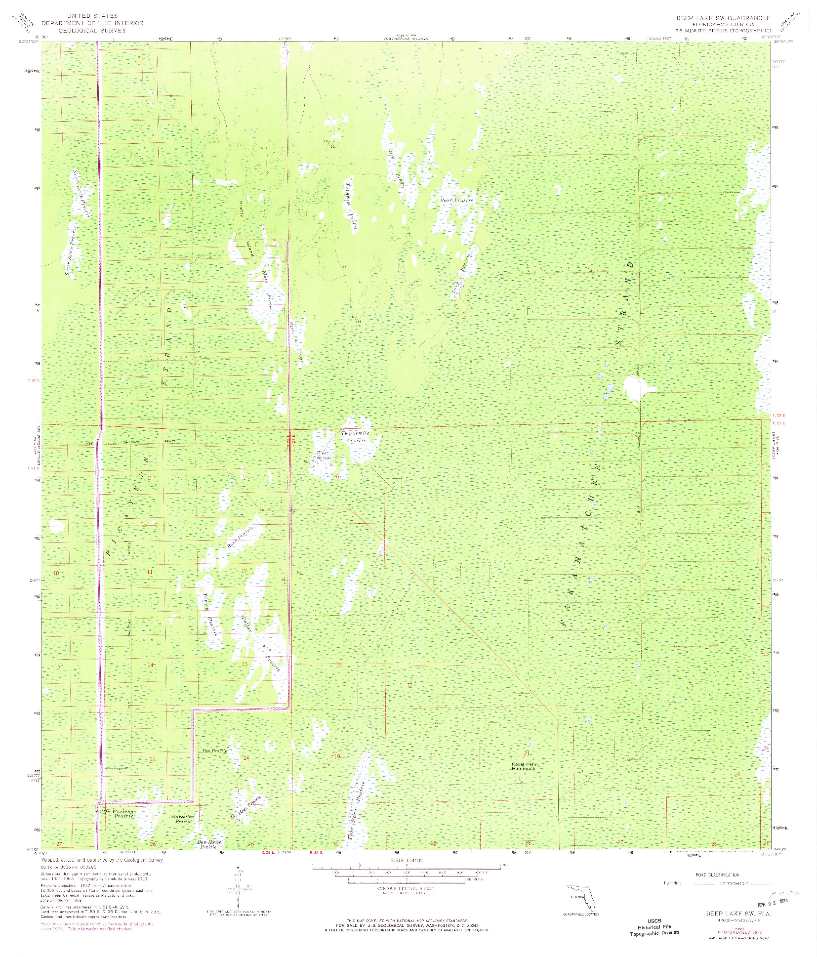 USGS 1:24000-SCALE QUADRANGLE FOR DEEP LAKE SW, FL 1959