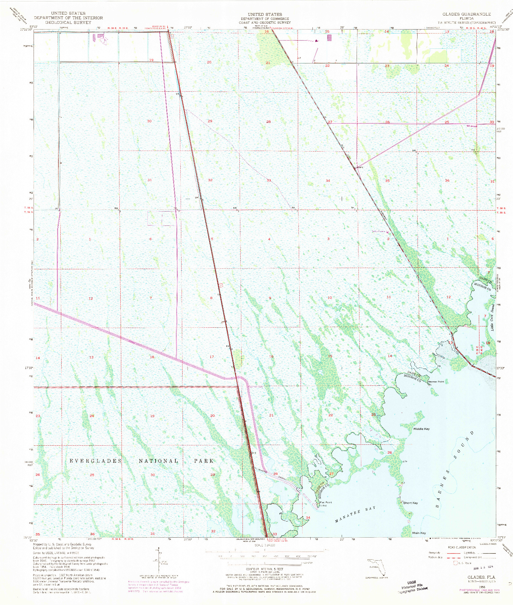 USGS 1:24000-SCALE QUADRANGLE FOR GLADES, FL 1956