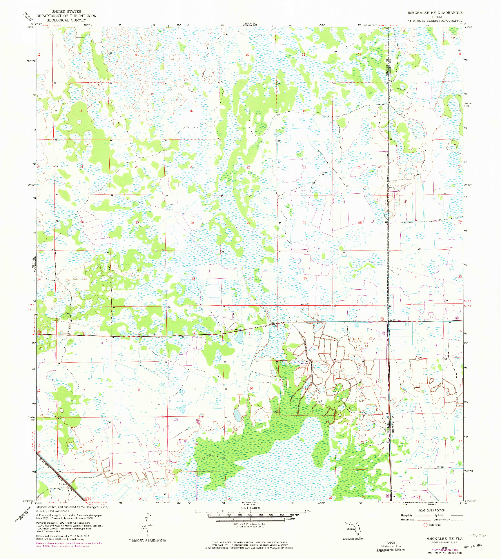 USGS 1:24000-SCALE QUADRANGLE FOR IMMOKALEE NE, FL 1958