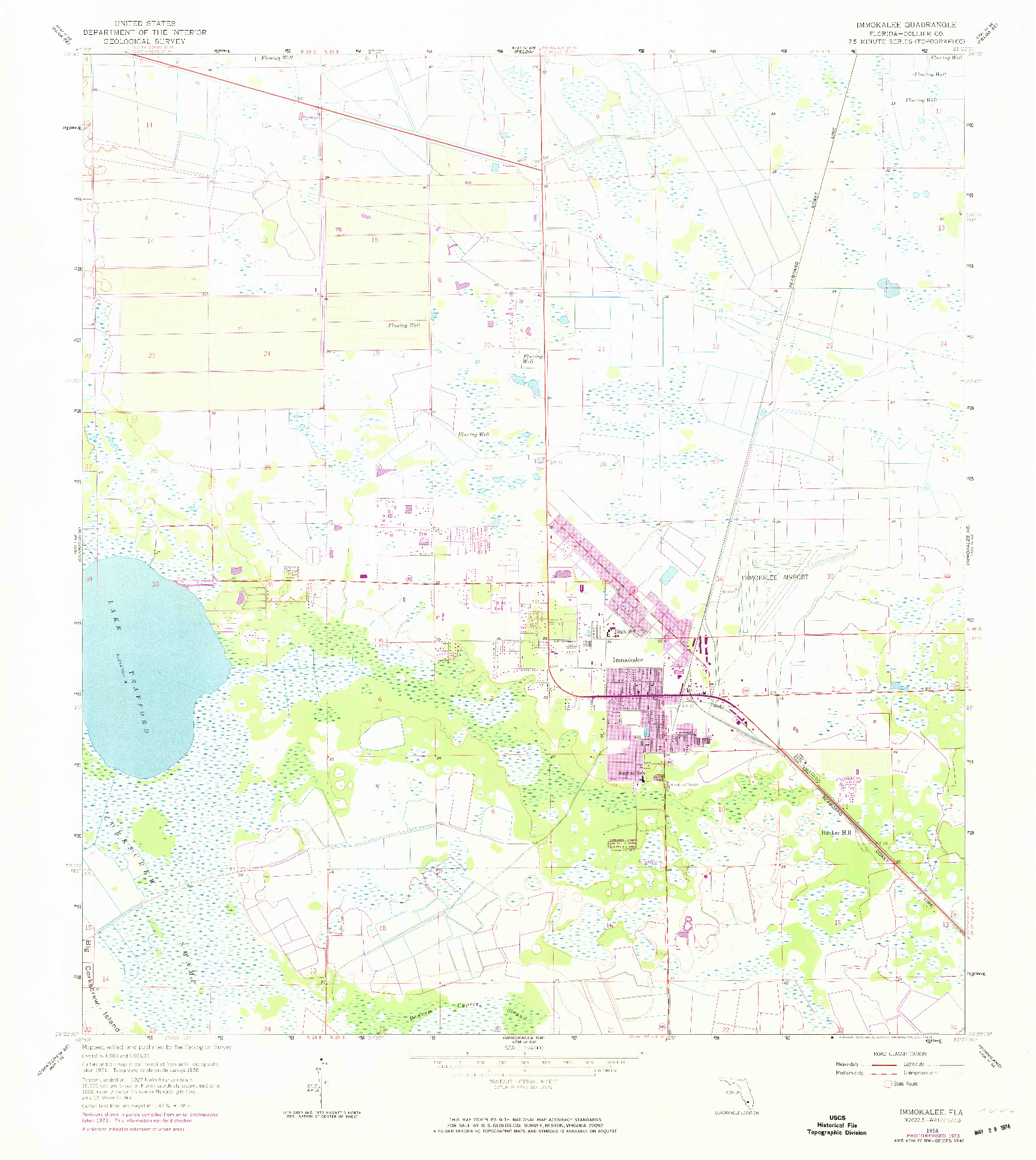 USGS 1:24000-SCALE QUADRANGLE FOR IMMOKALEE, FL 1958