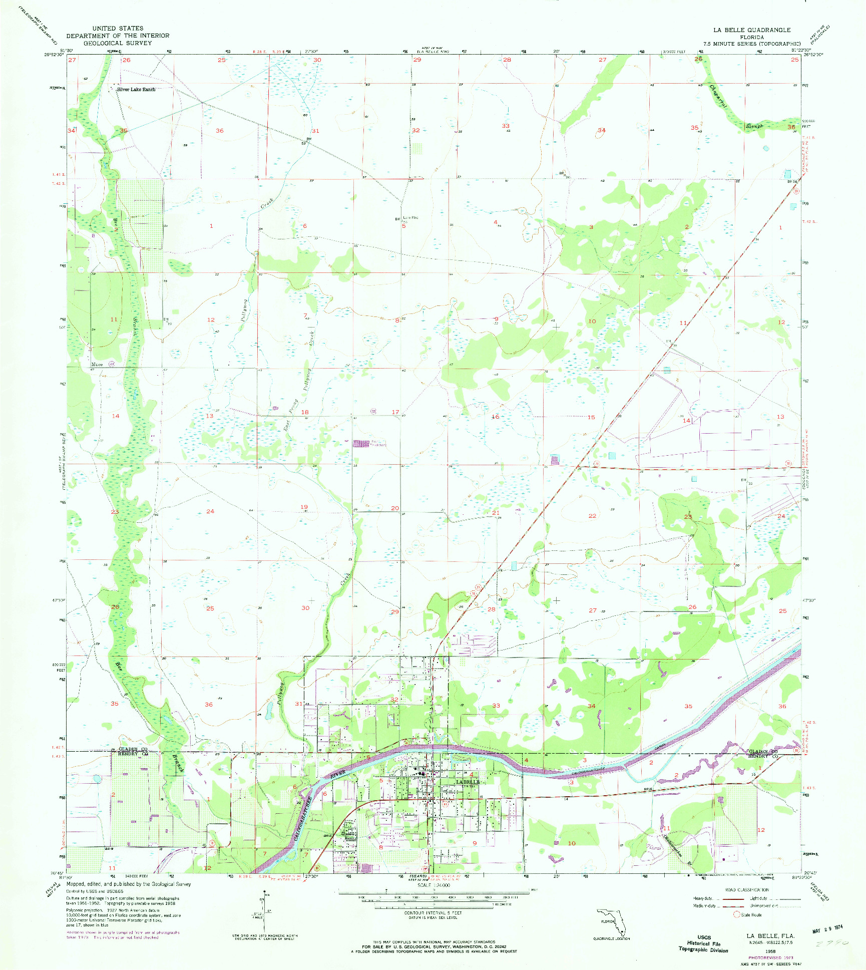 USGS 1:24000-SCALE QUADRANGLE FOR LA BELLE, FL 1958