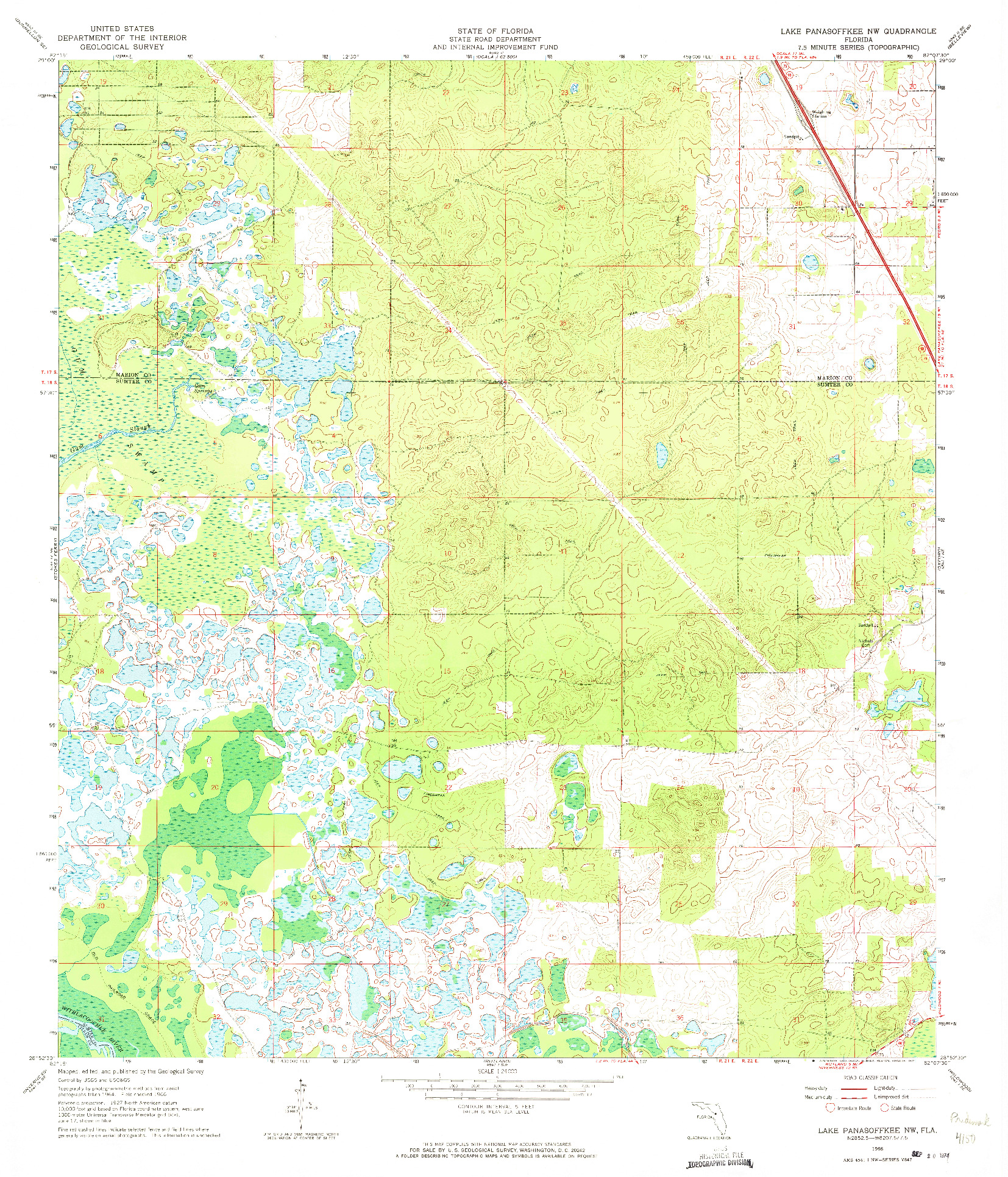 USGS 1:24000-SCALE QUADRANGLE FOR LAKE PANASOFFKEE NW, FL 1966