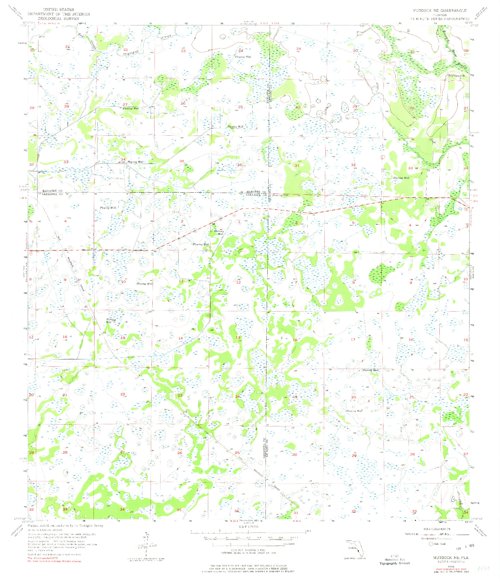 USGS 1:24000-SCALE QUADRANGLE FOR MURDOCK NE, FL 1956