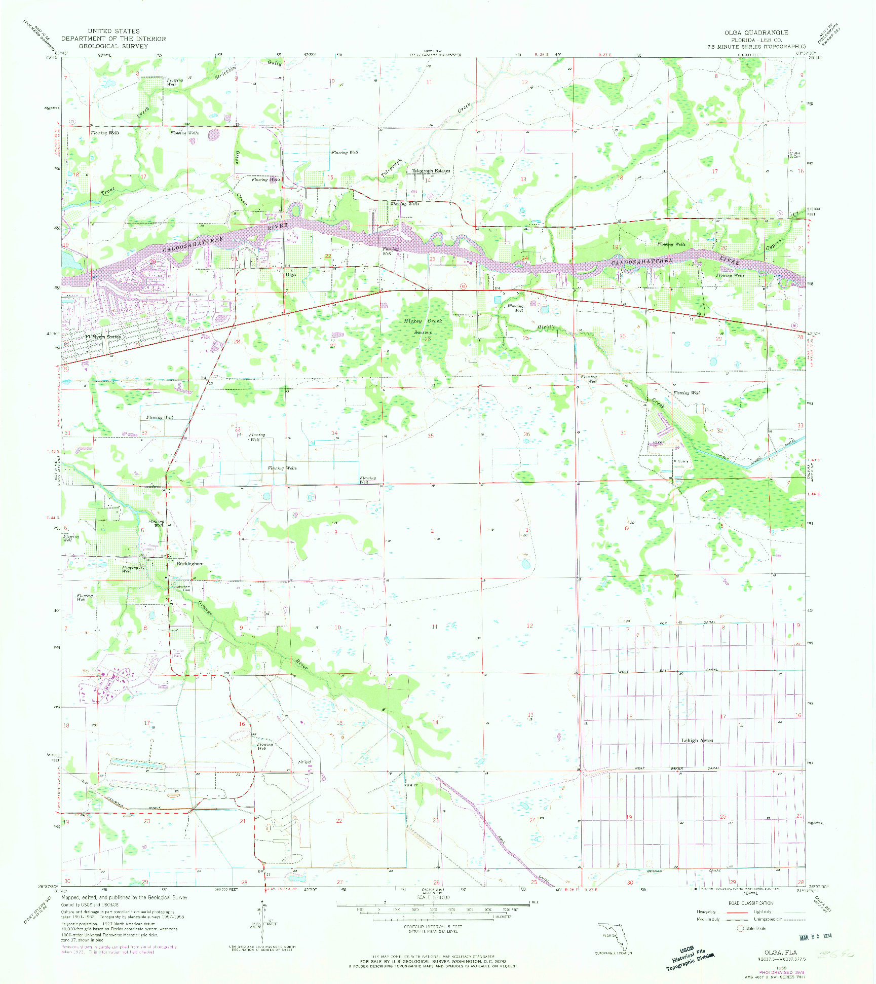 USGS 1:24000-SCALE QUADRANGLE FOR OLGA, FL 1958