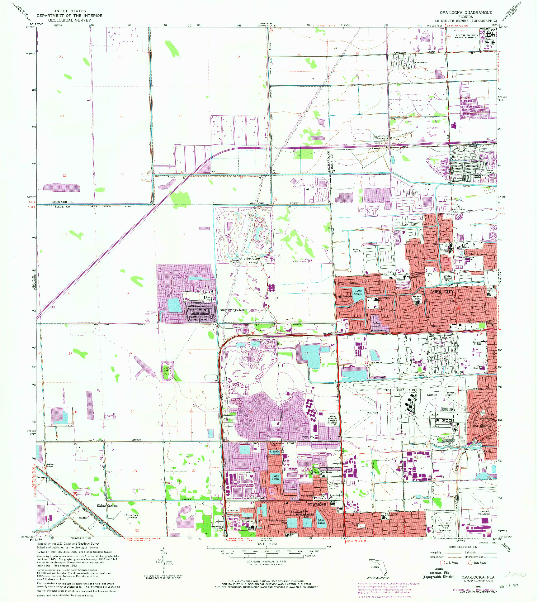 USGS 1:24000-SCALE QUADRANGLE FOR OPA-LOCKA, FL 1962