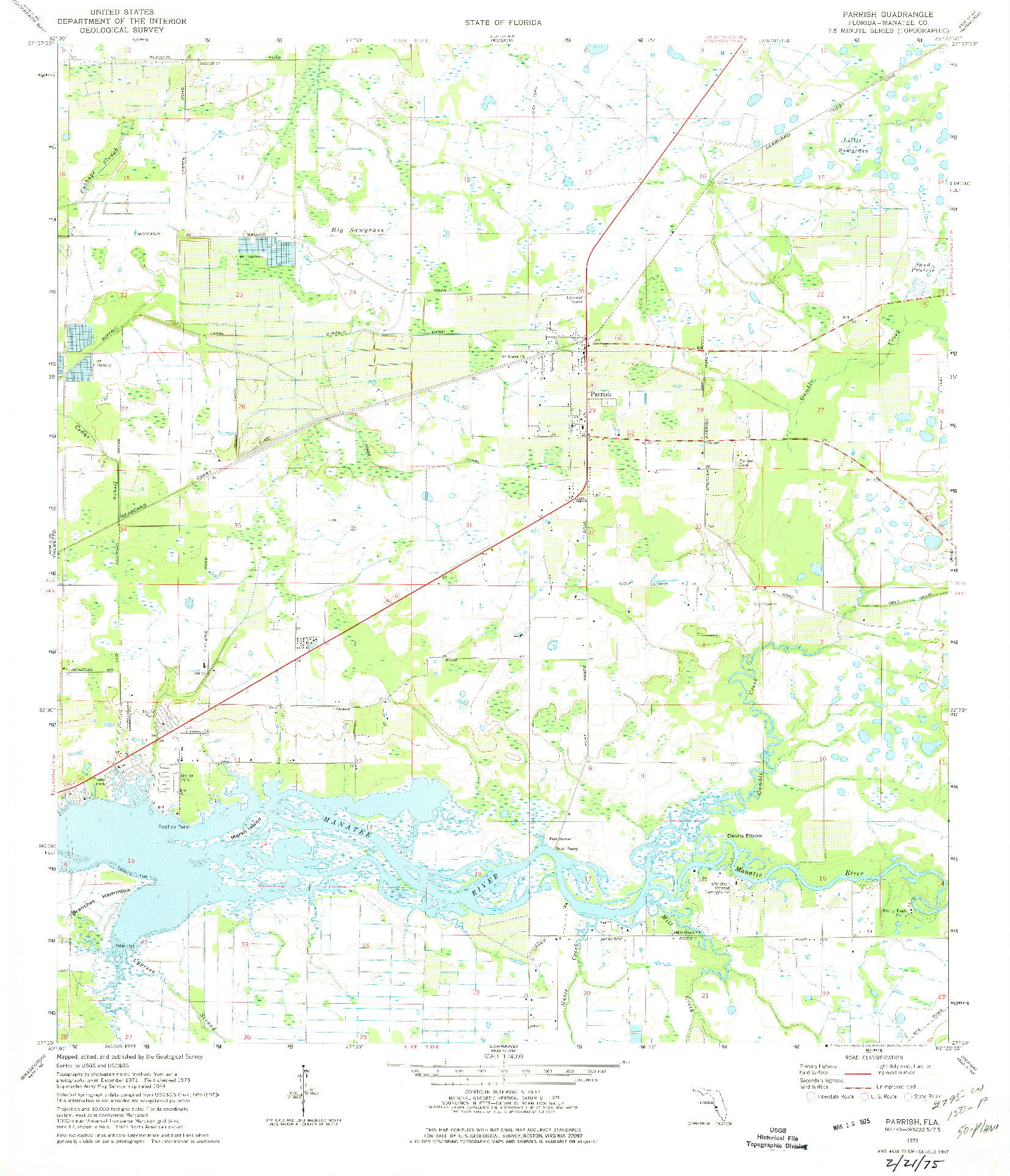 USGS 1:24000-SCALE QUADRANGLE FOR PARRISH, FL 1973