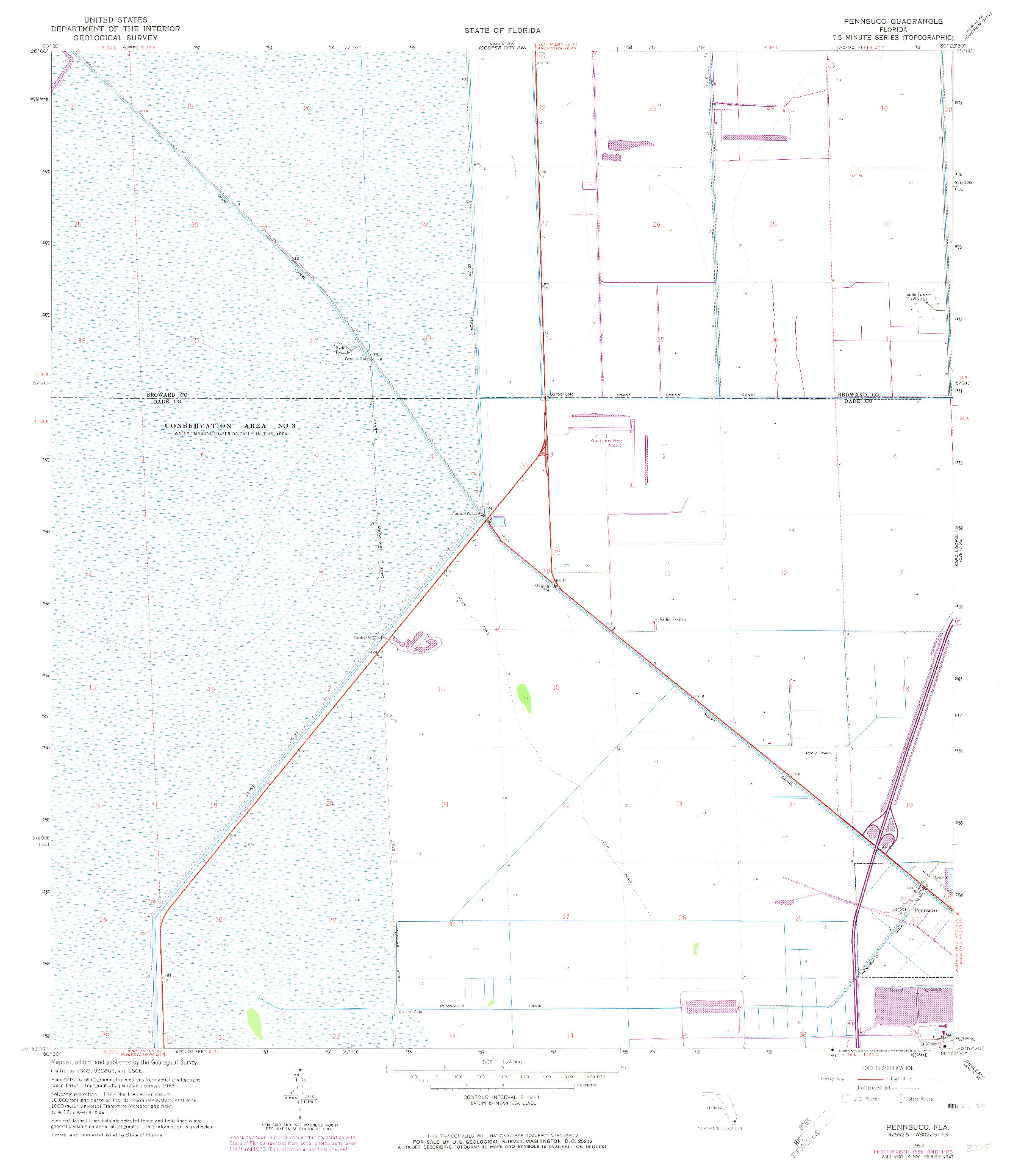 USGS 1:24000-SCALE QUADRANGLE FOR PENNSUCO, FL 1963