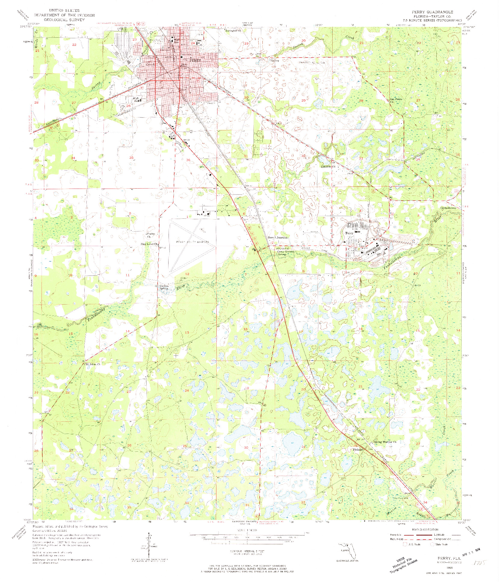 USGS 1:24000-SCALE QUADRANGLE FOR PERRY, FL 1955
