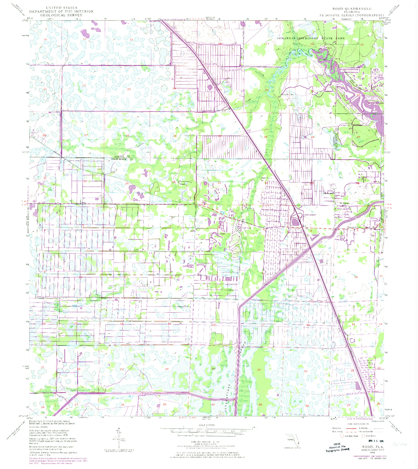 USGS 1:24000-SCALE QUADRANGLE FOR ROOD, FL 1948