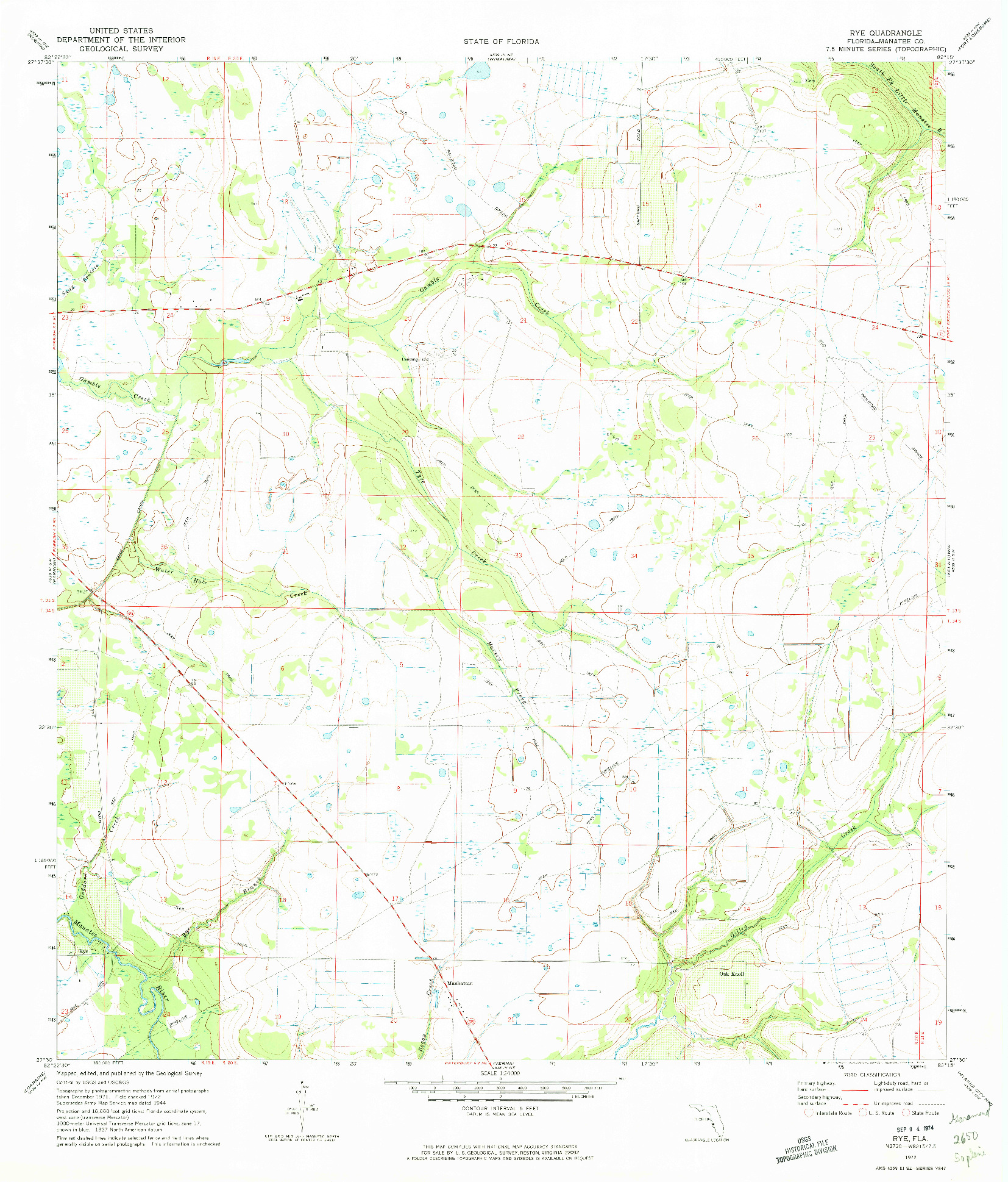 USGS 1:24000-SCALE QUADRANGLE FOR RYE, FL 1972