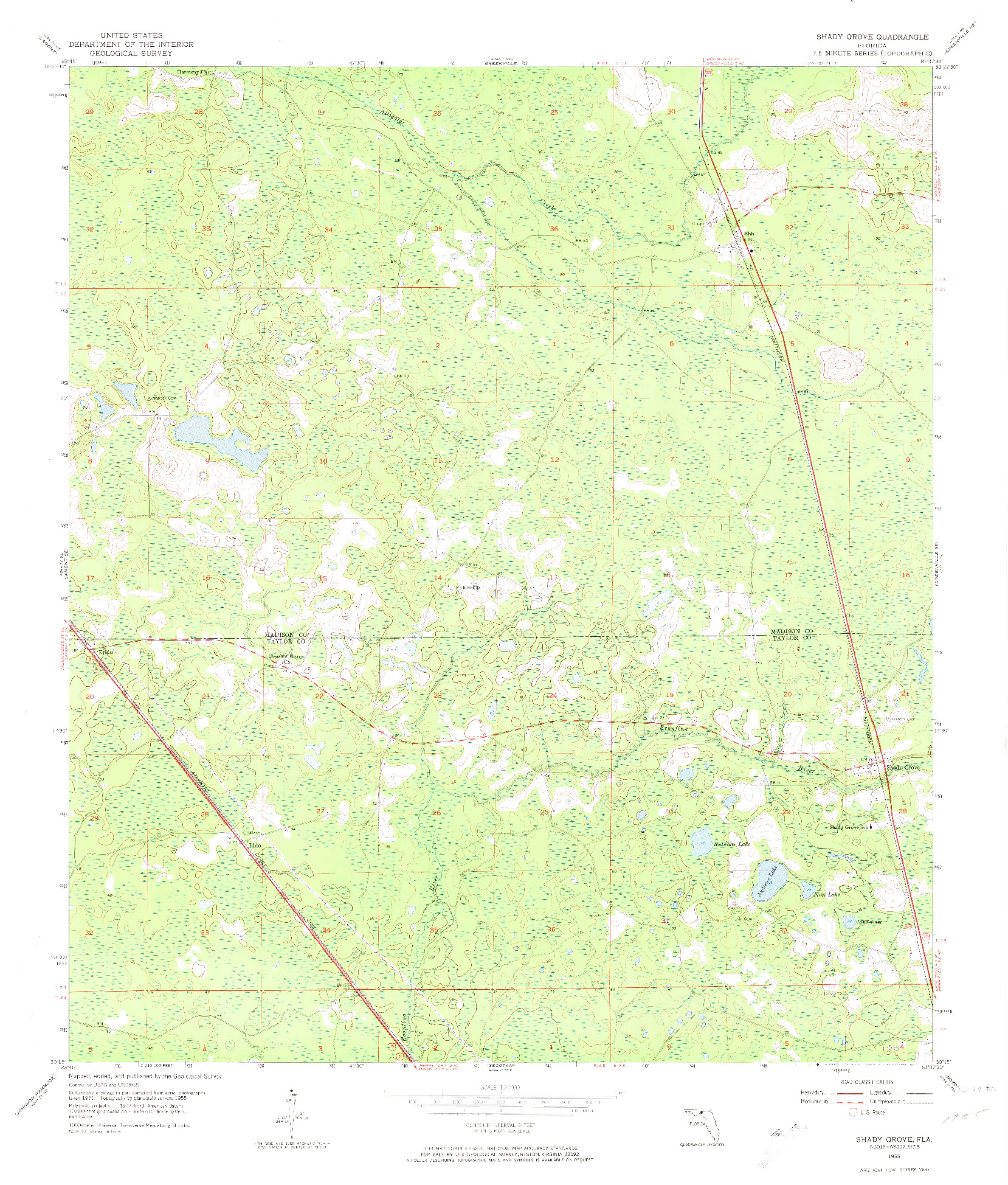 USGS 1:24000-SCALE QUADRANGLE FOR SHADY GROVE, FL 1955