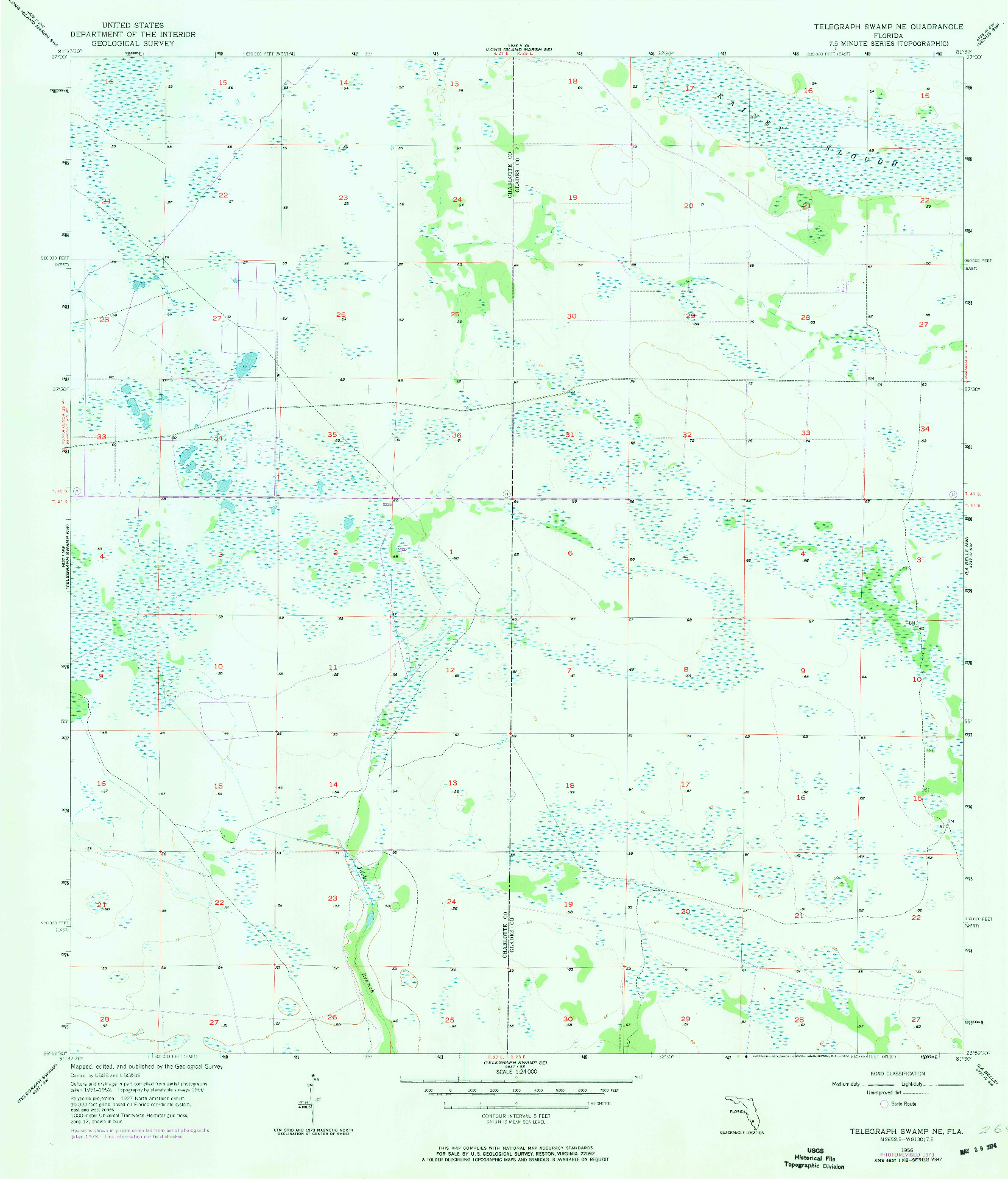 USGS 1:24000-SCALE QUADRANGLE FOR TELEGRAPH SWAMP NE, FL 1956