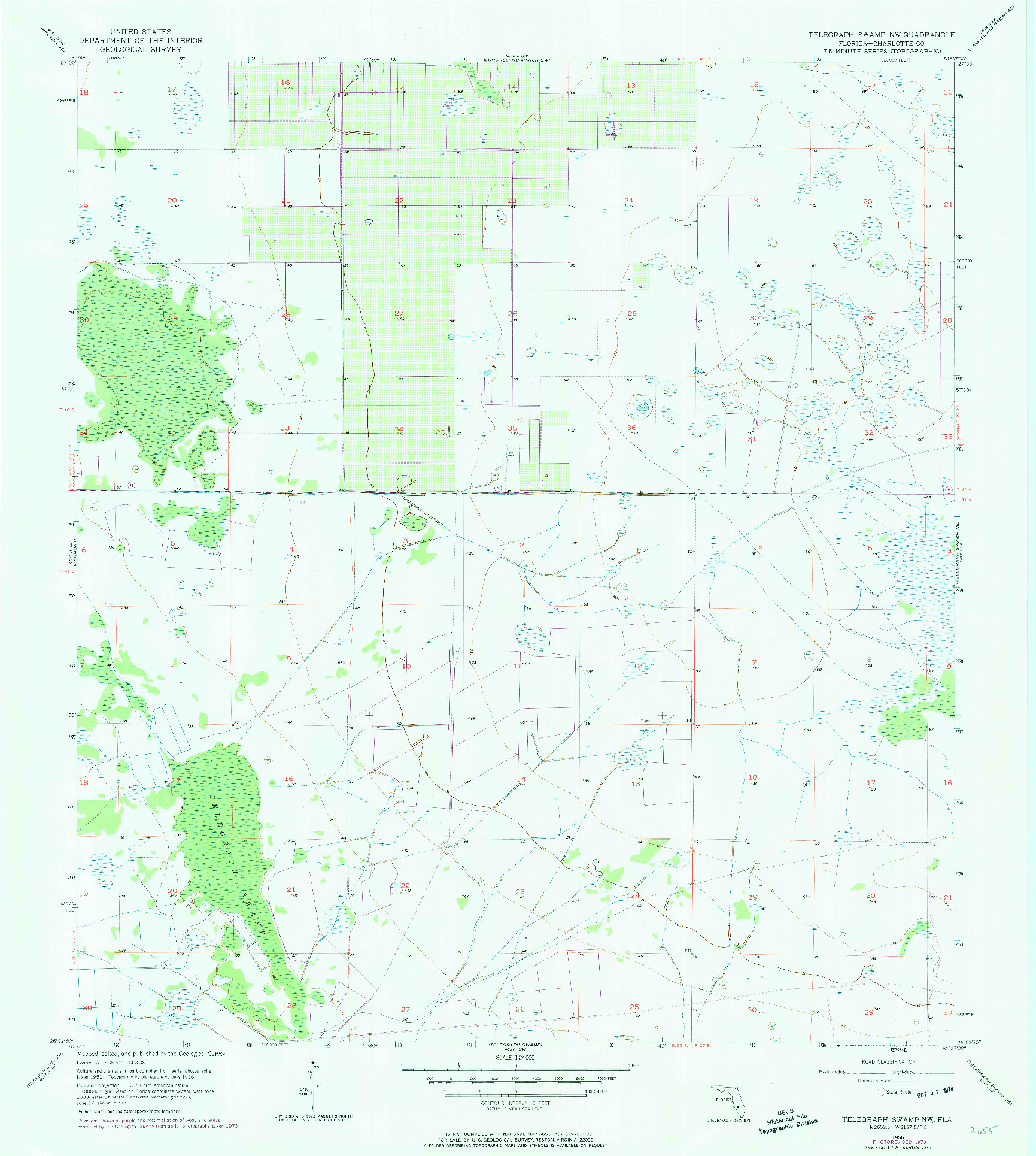 USGS 1:24000-SCALE QUADRANGLE FOR TELEGRAPH SWAMP NW, FL 1956