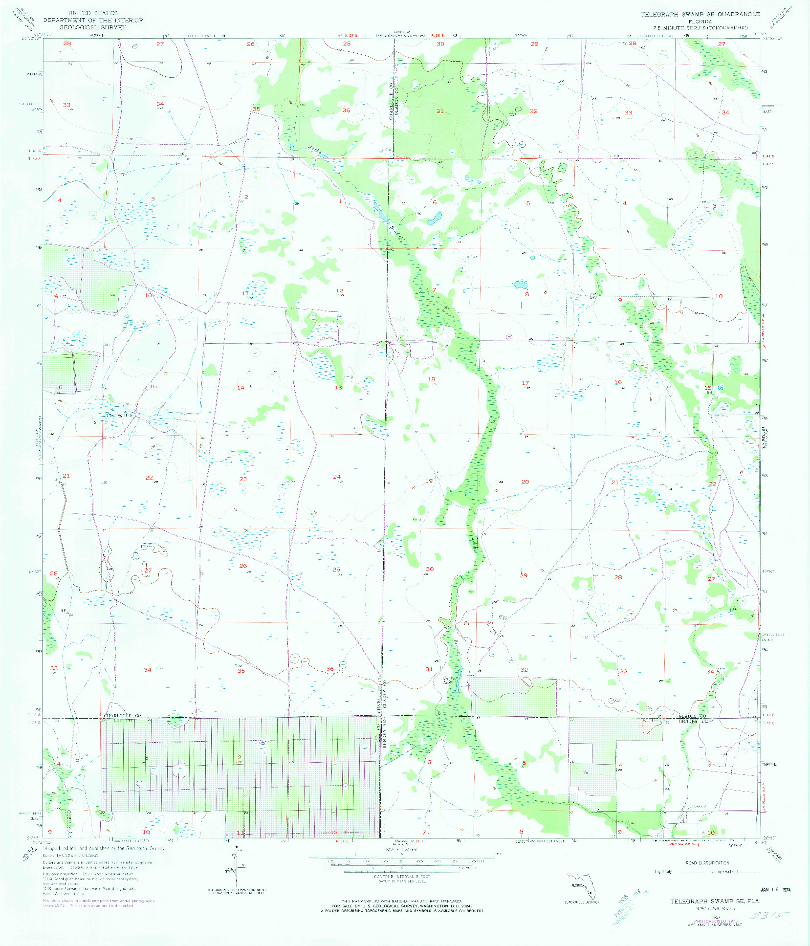 USGS 1:24000-SCALE QUADRANGLE FOR TELEGRAPH SWAMP SE, FL 1957