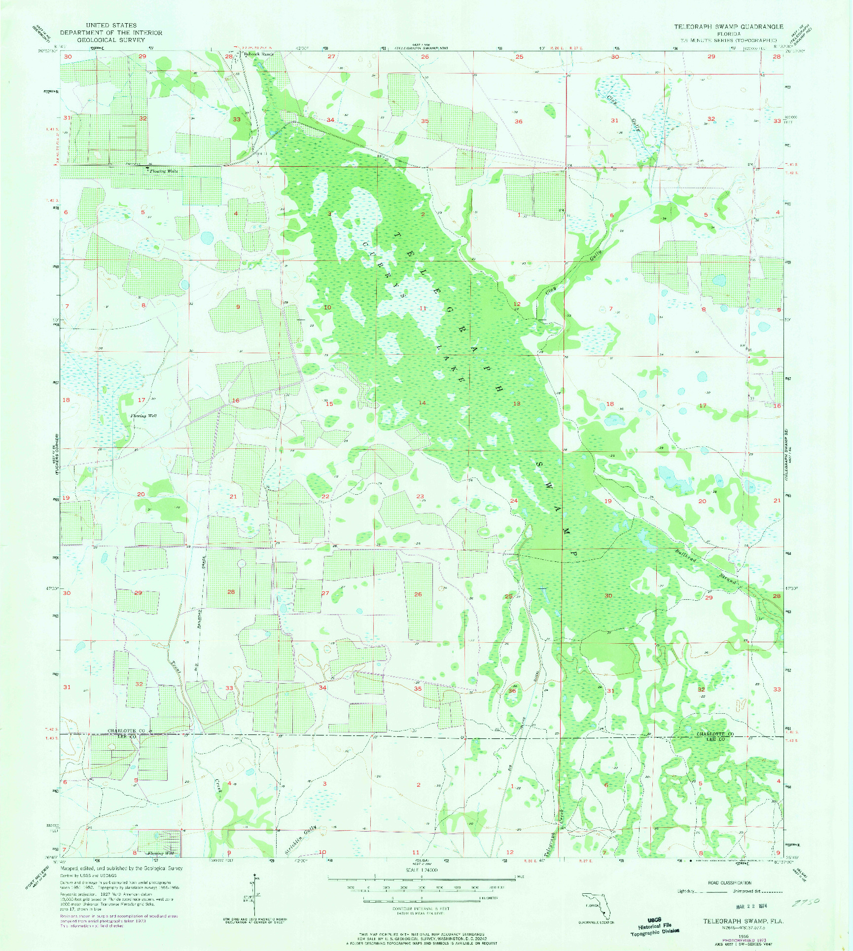 USGS 1:24000-SCALE QUADRANGLE FOR TELEGRAPH SWAMP, FL 1956