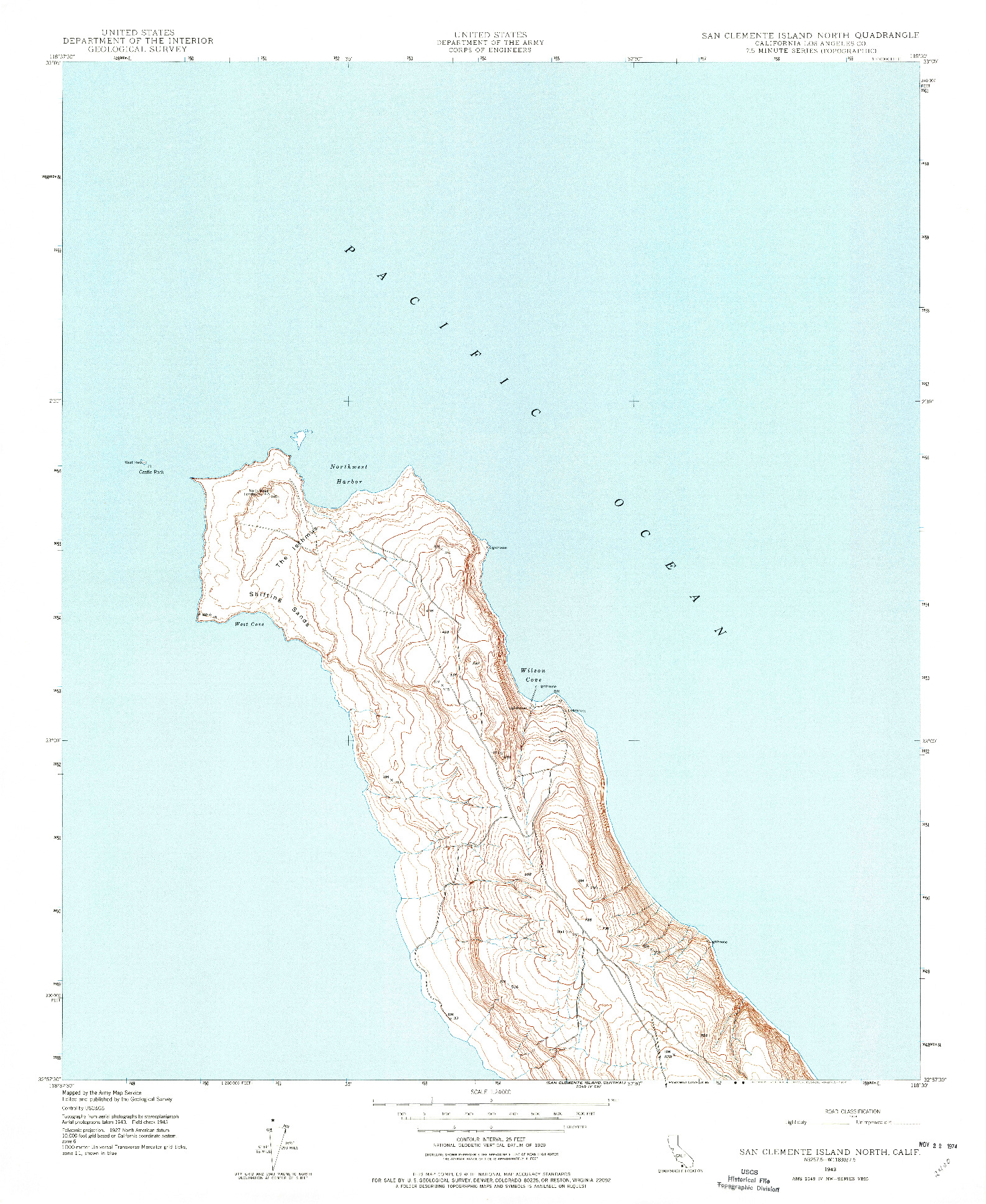 USGS 1:24000-SCALE QUADRANGLE FOR SAN CLEMENTE ISLAND NORTH, CA 1943