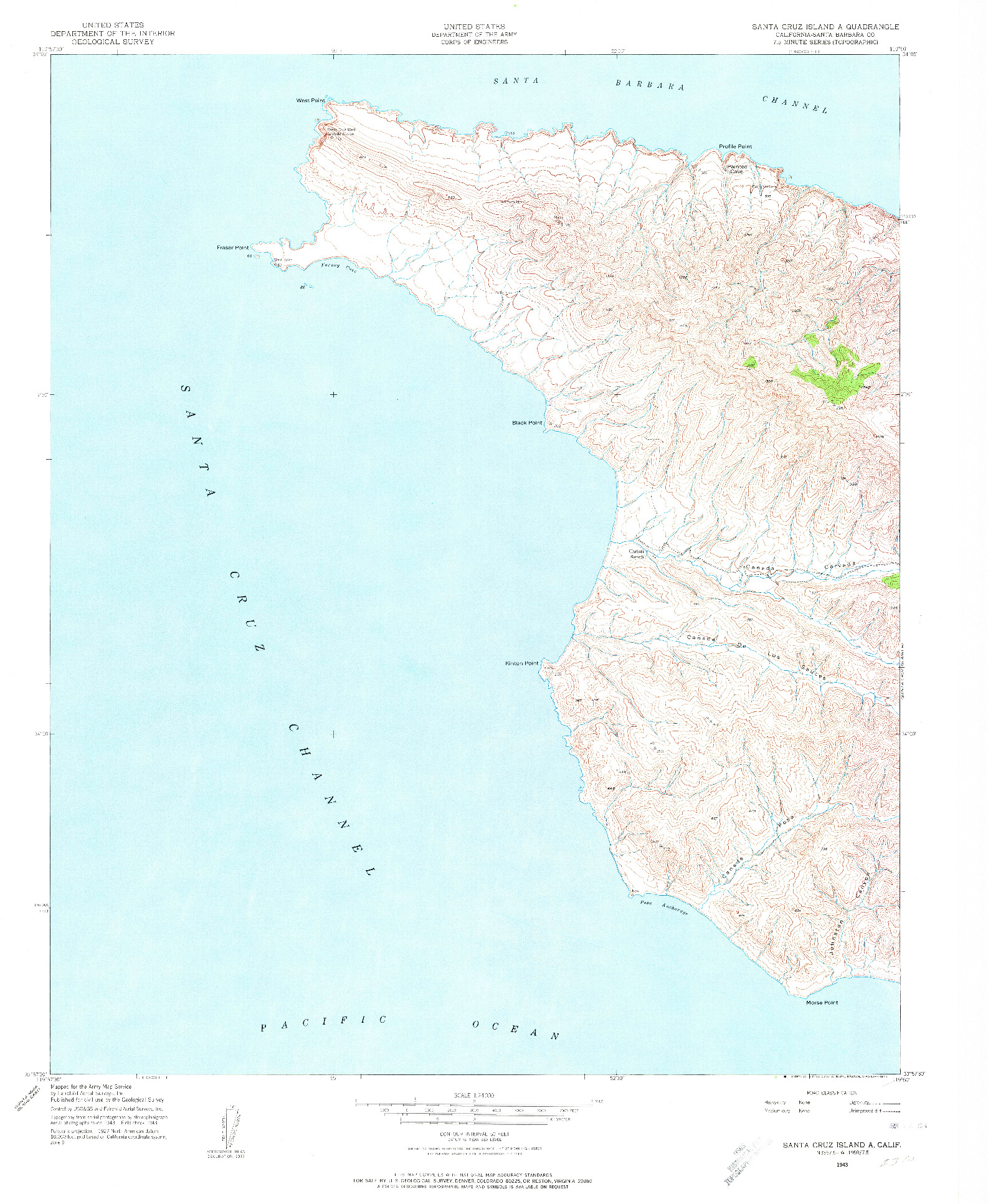 USGS 1:24000-SCALE QUADRANGLE FOR SANTA CRUZ ISLAND A, CA 1943