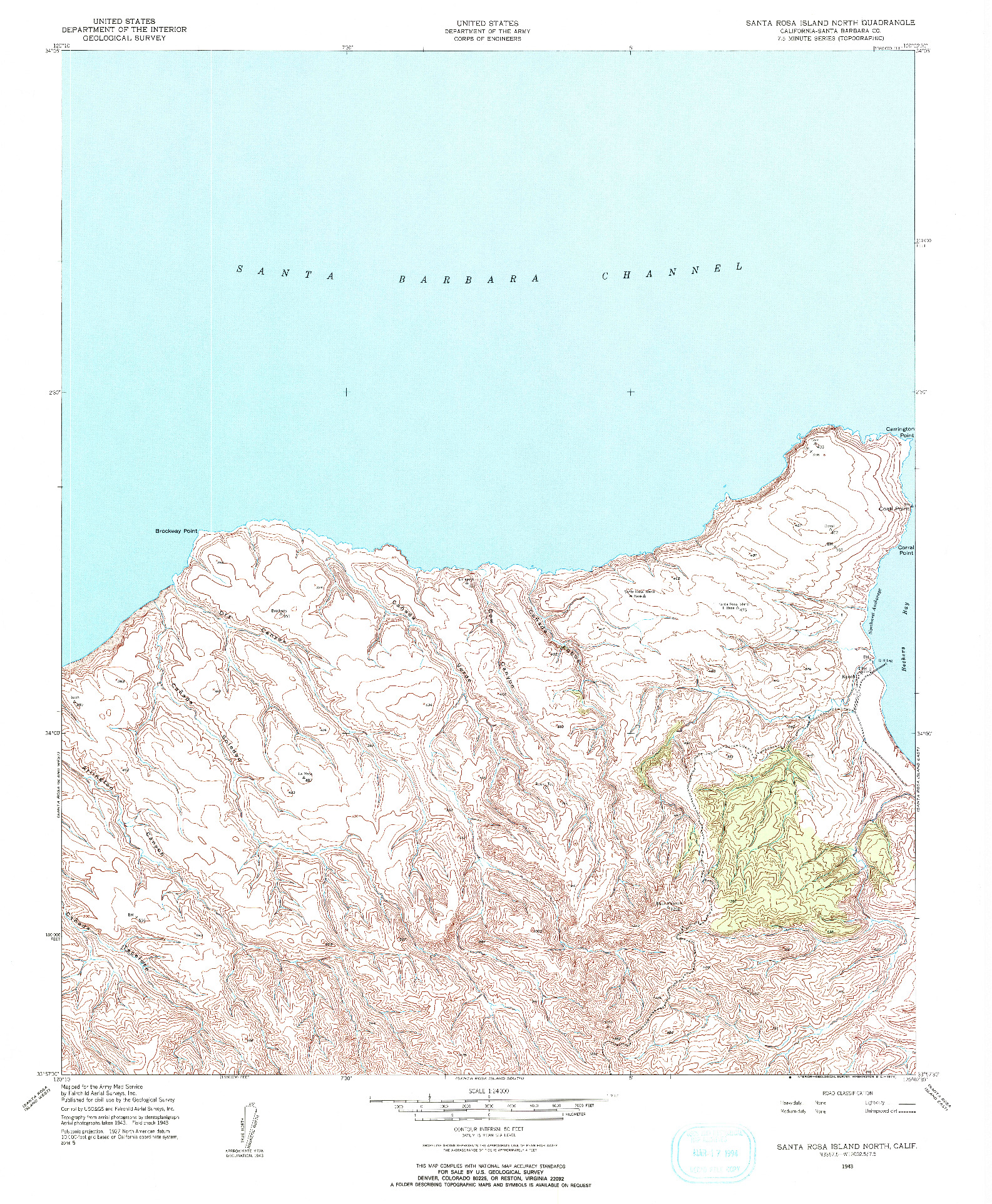 USGS 1:24000-SCALE QUADRANGLE FOR SANTA ROSA ISLAND NORTH, CA 1943