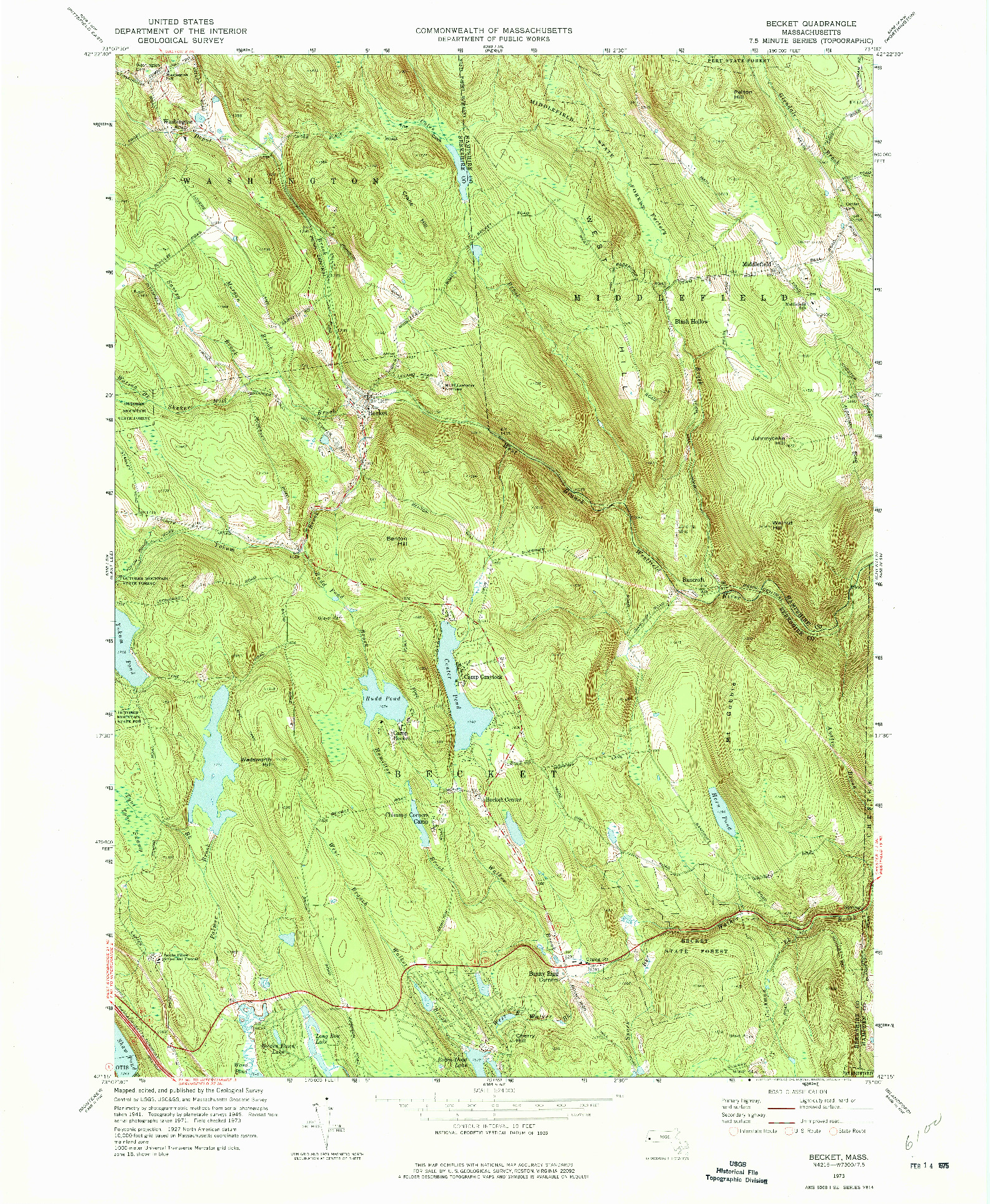 USGS 1:24000-SCALE QUADRANGLE FOR BECKET, MA 1973
