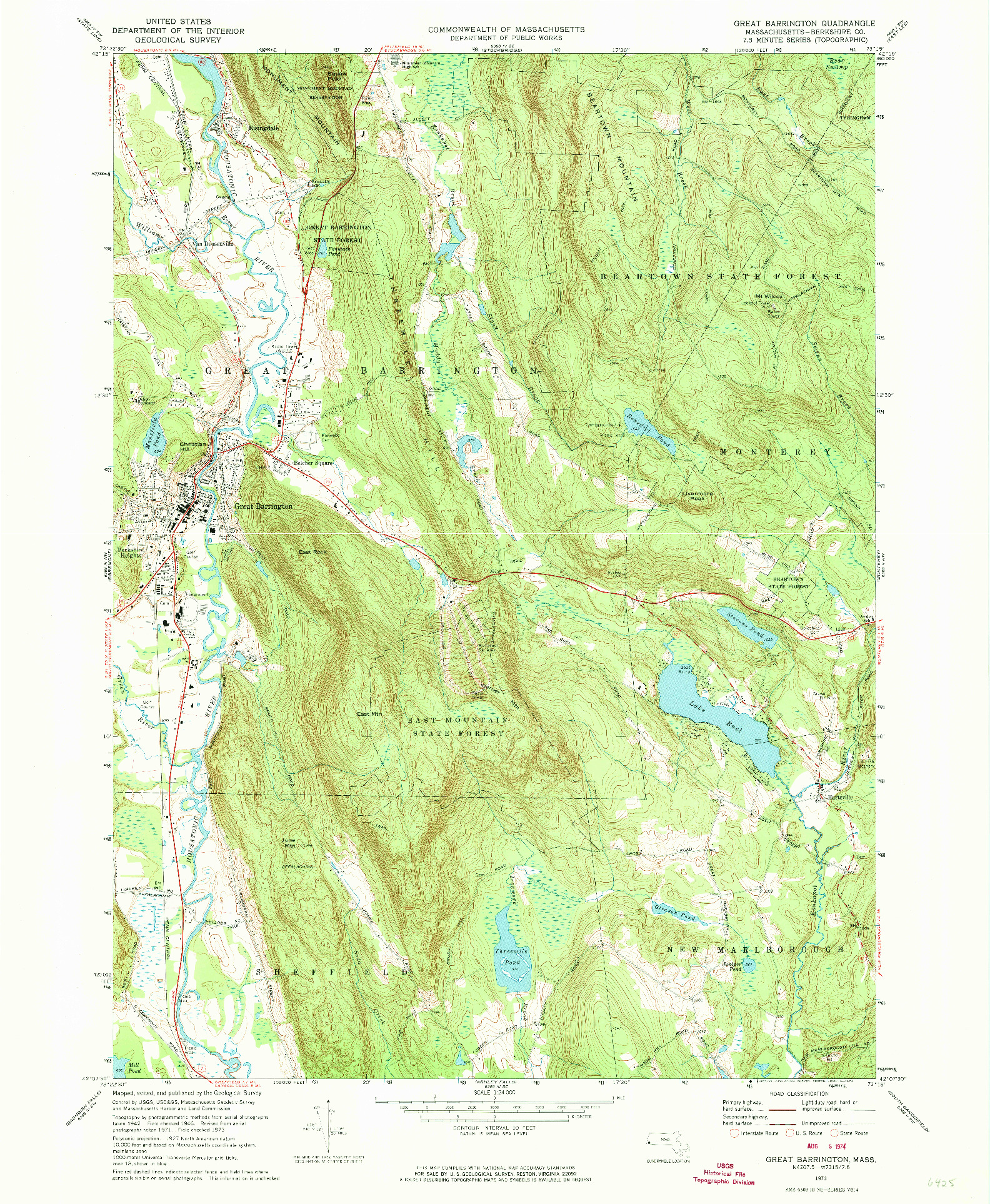 USGS 1:24000-SCALE QUADRANGLE FOR GREAT BARRINGTON, MA 1973