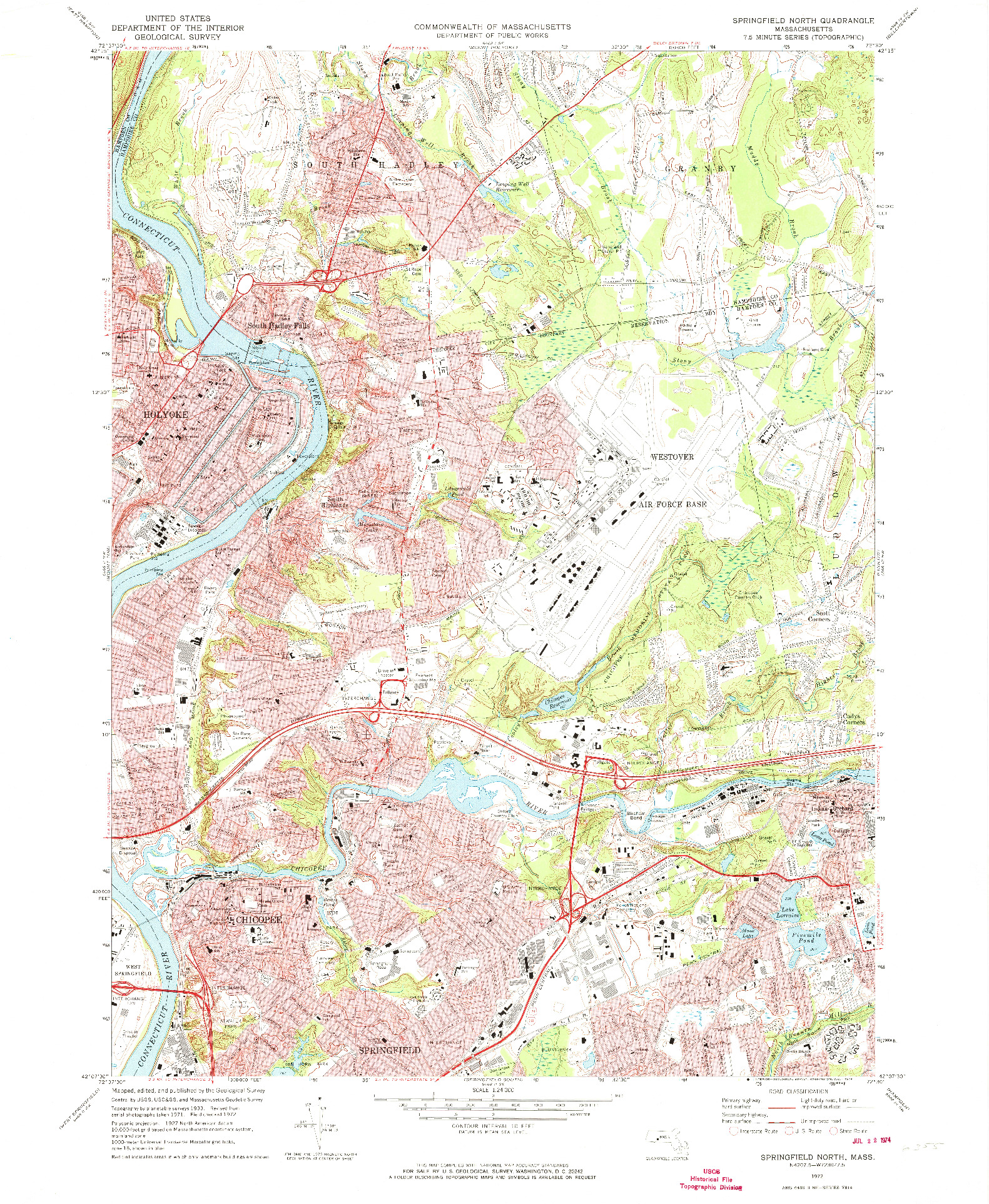 USGS 1:24000-SCALE QUADRANGLE FOR SPRINGFIELD NORTH, MA 1972