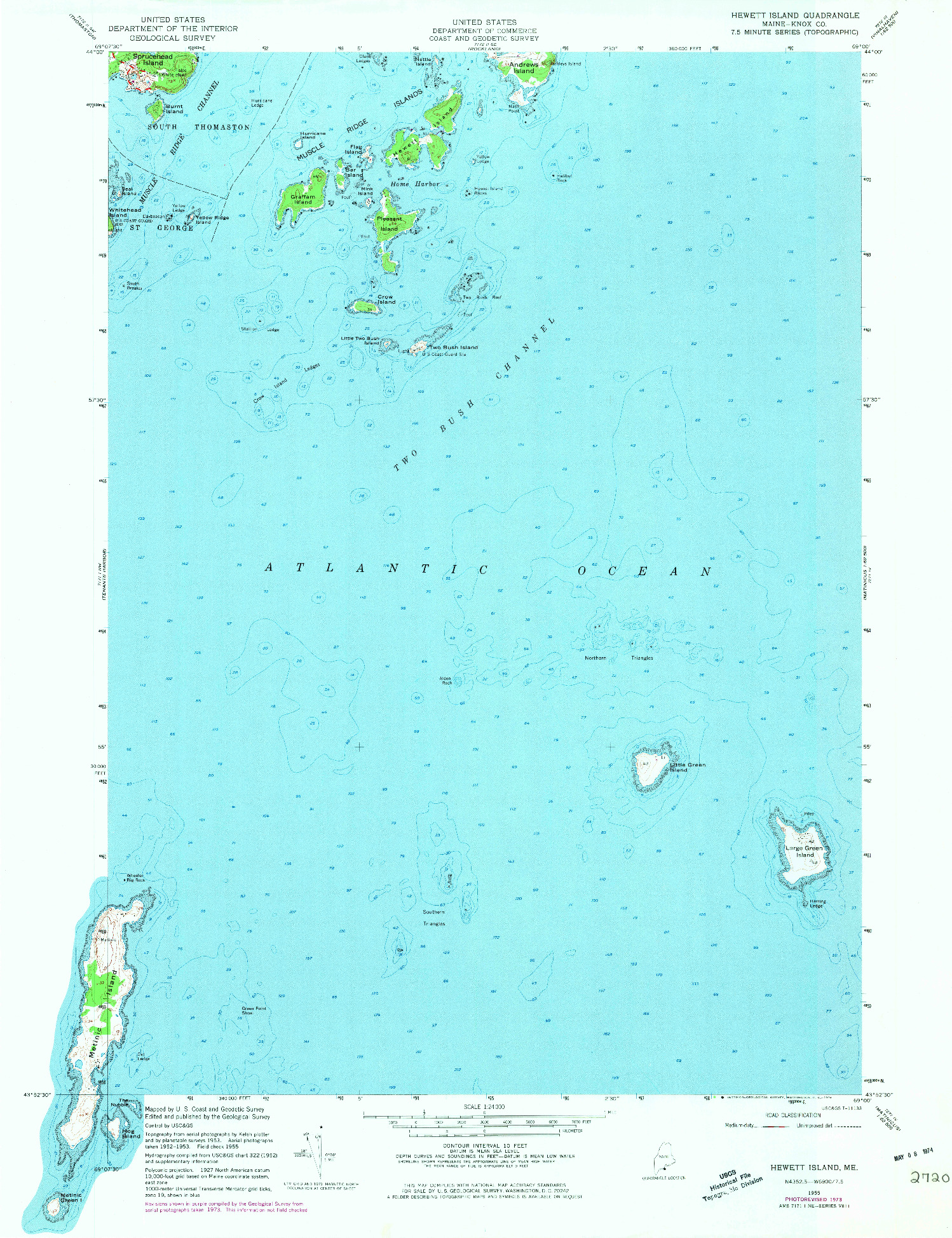 USGS 1:24000-SCALE QUADRANGLE FOR HEWETT ISLAND, ME 1955