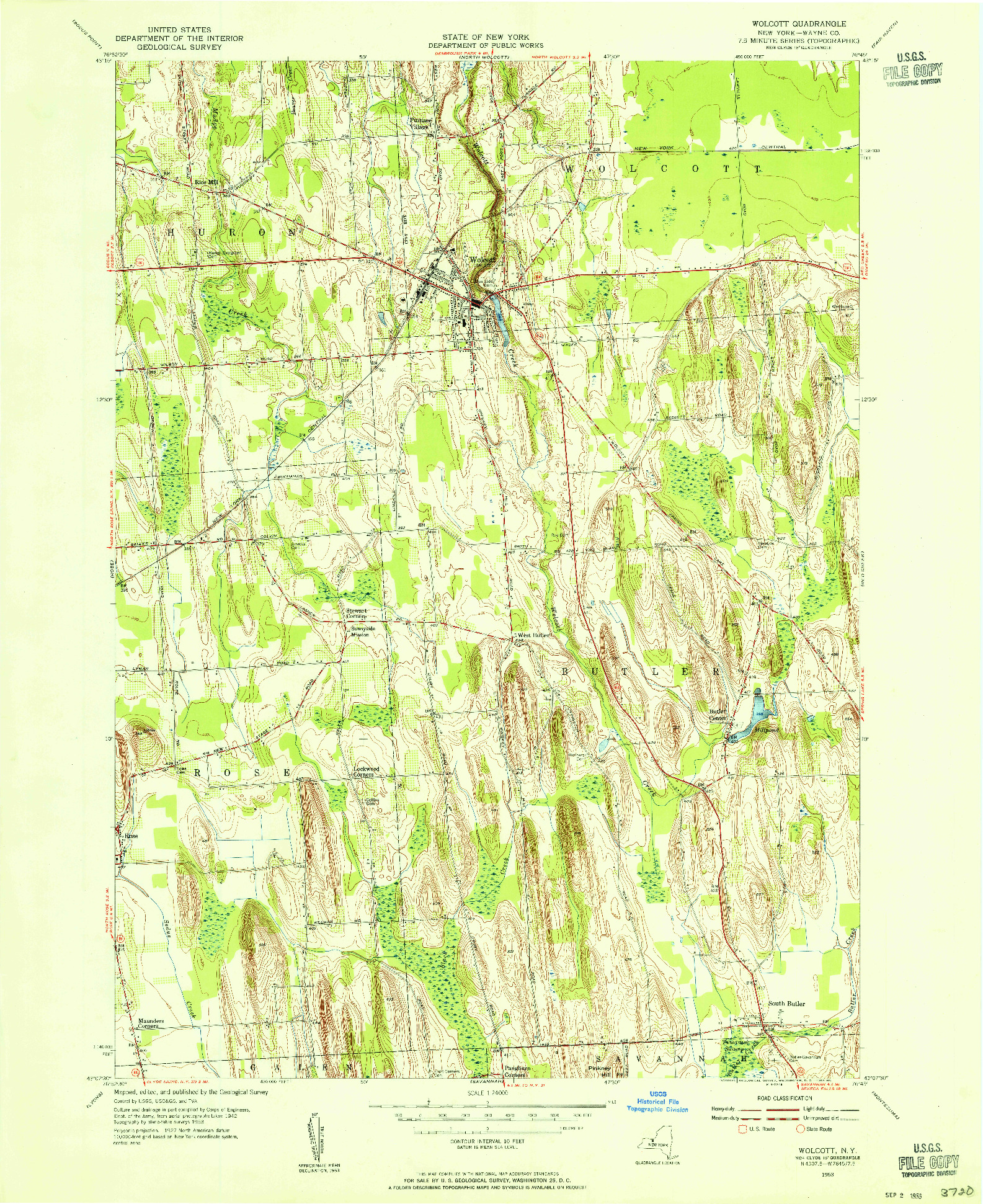 USGS 1:24000-SCALE QUADRANGLE FOR WOLCOTT, NY 1953