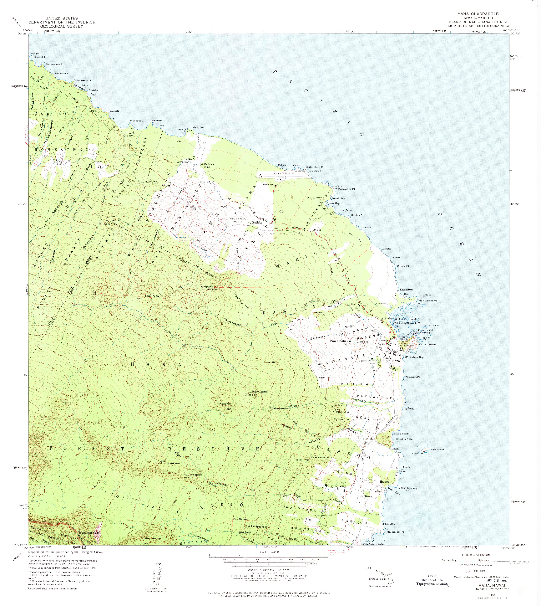 USGS 1:24000-SCALE QUADRANGLE FOR HANA, HI 1957